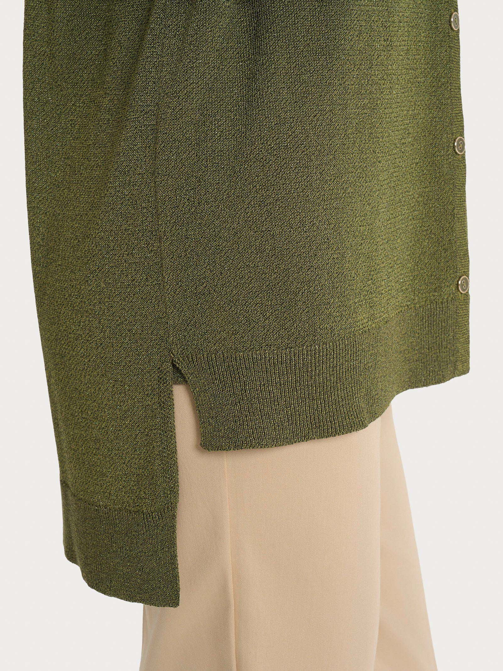 Ragno Cardigan Bottoni Crêpe Lurex Sphagnum Luminoso