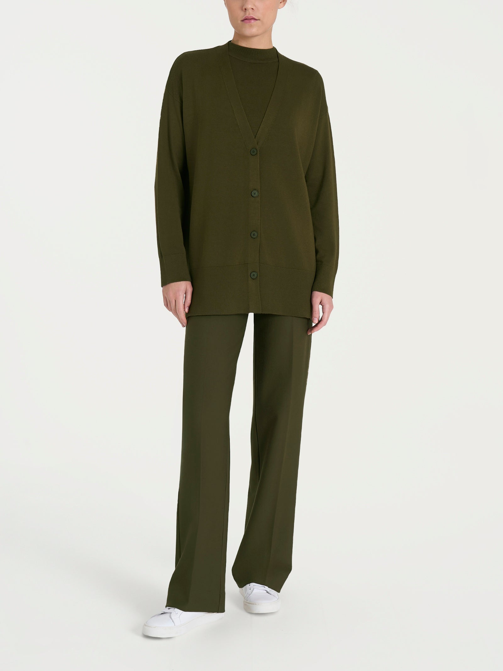 Ragno Four Seasons cardigan over donna Dark Olive viscosa