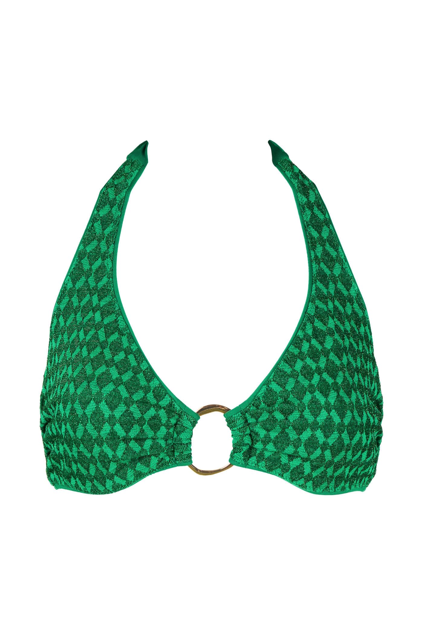 Goldenpoint Zellij bikini triangolo fisso con lurex geometrico