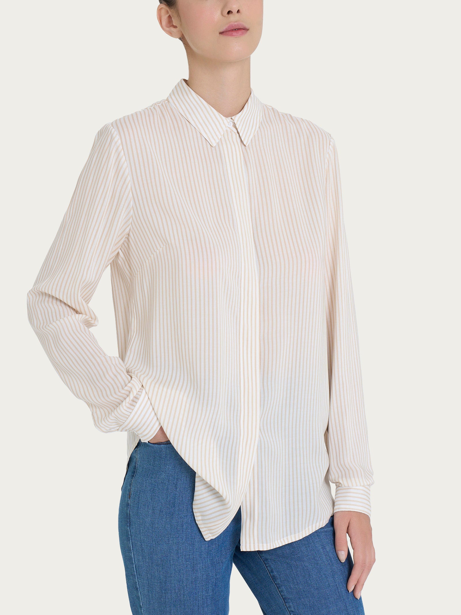 Ragno EcoSeta Camicia Righe Manica Lunga Irish Cream