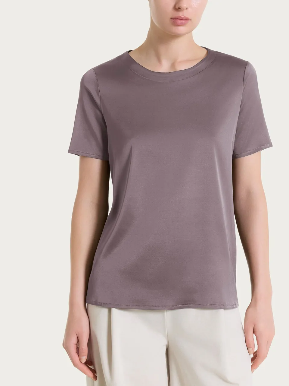 Ragno Stretch Satin maglietta manica corta Plum Truffle