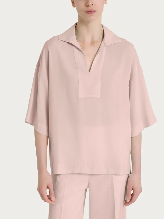 Ragno EcoSeta Blusa Colletto Polo Cameo Rose