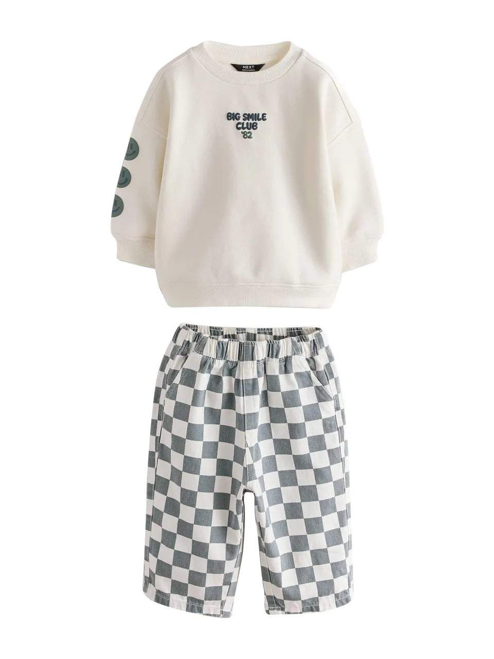 Next completo bimbo maglia e pantaloni bianco verde
