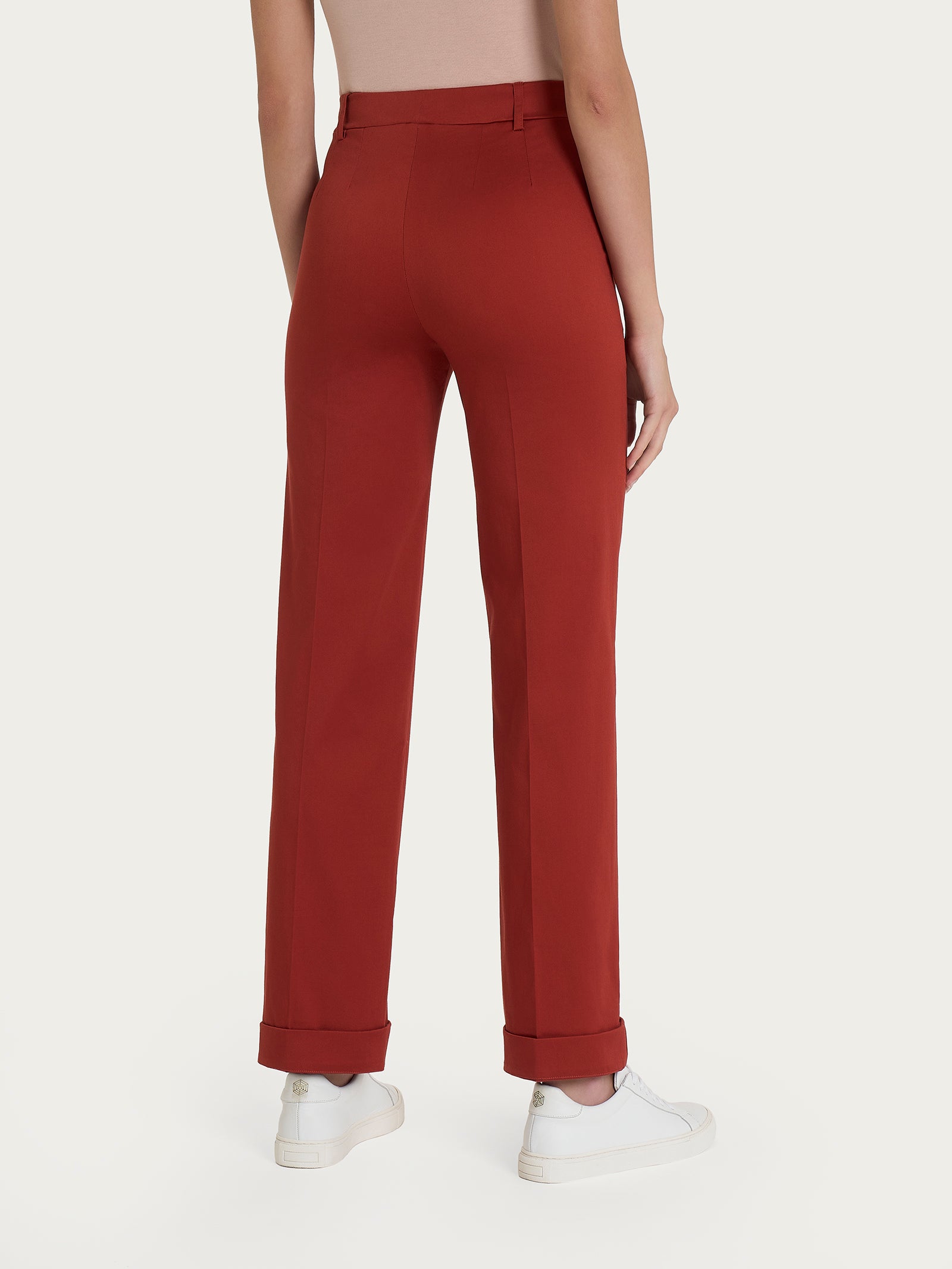 Ragno Satin Power Straight Leg pantalone cotone Red Ochre