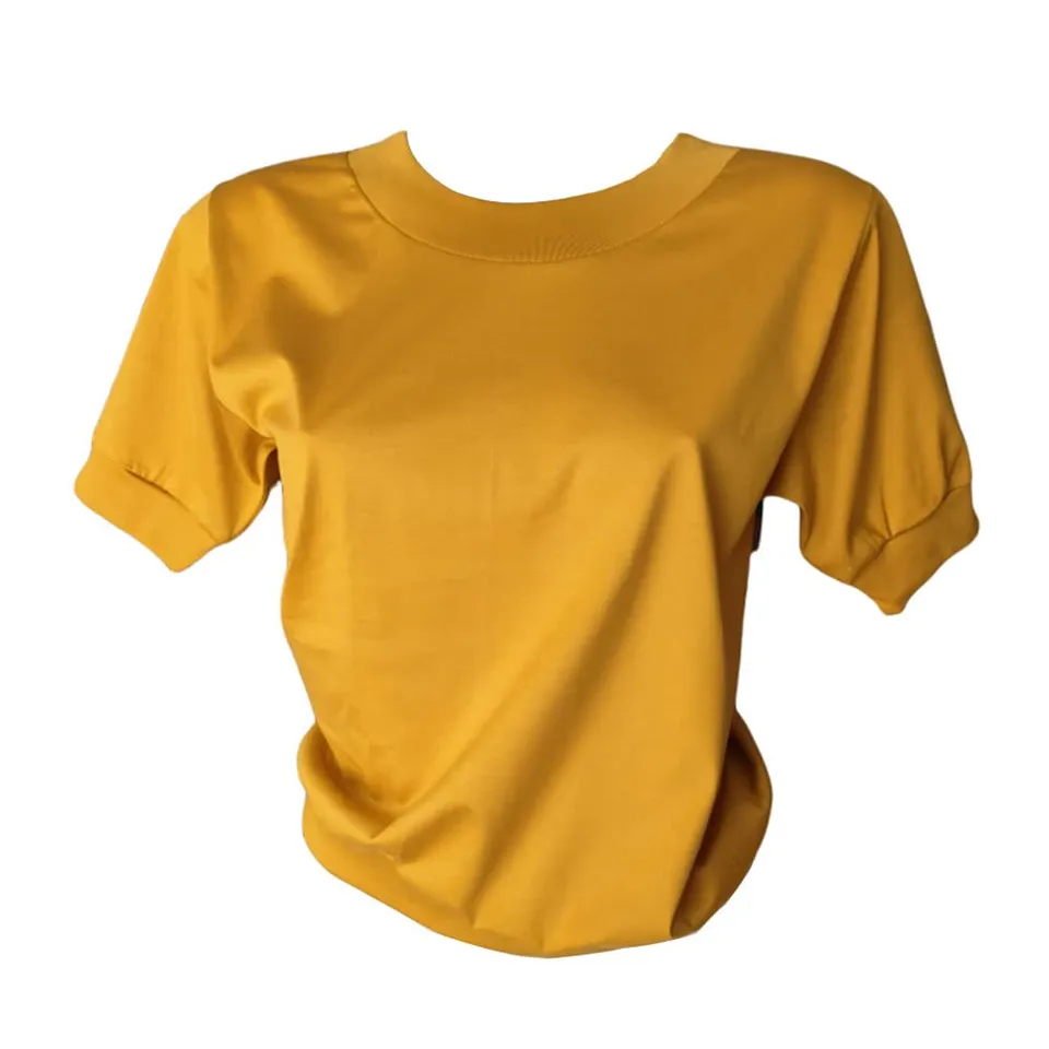 Lady C Chiaro di Luna T-shirt girocollo cotone senape