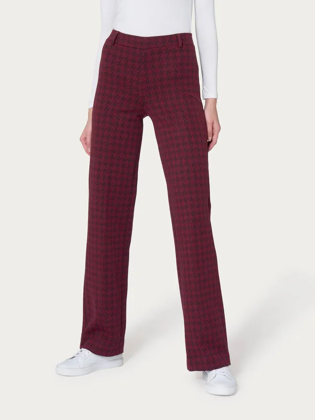 Ragno Compact Pantaloni Larghi Pied de Poule Jacquard Rossi