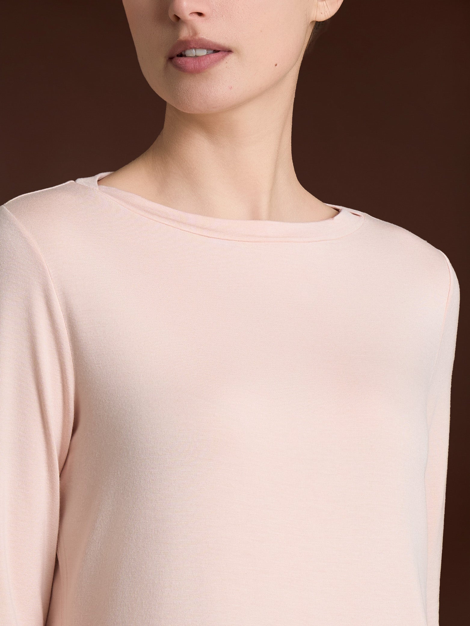Ragno Eco Viscosa Maglietta Collo Barchetta Cameo Rose Manica Lunga
