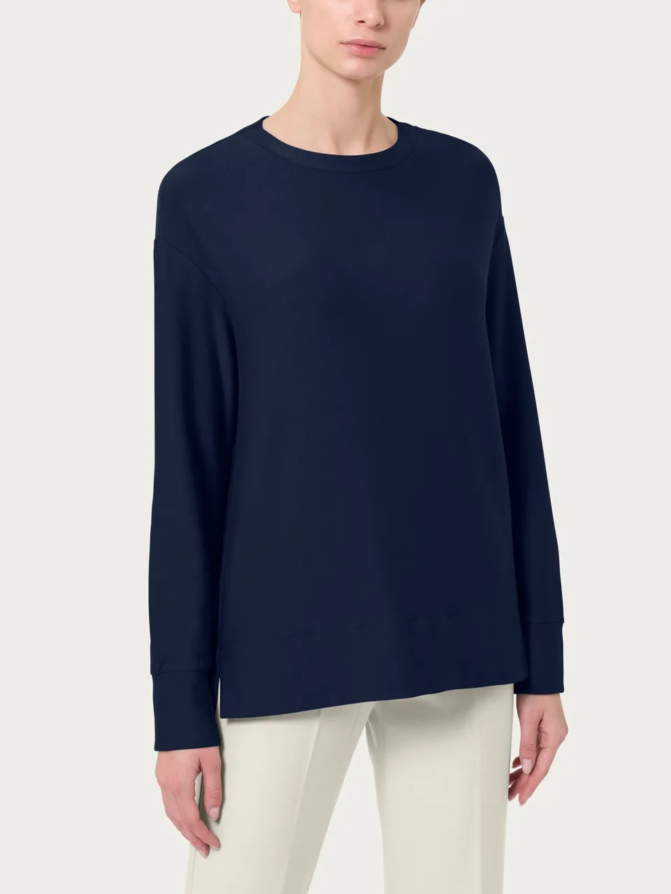 Ragno Comfort Bleu felpa collo barchetta viscosa