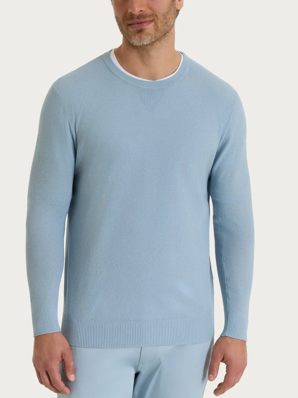 Ragno Maglia Girocollo Piquet Puro Cotone Dusty Blue