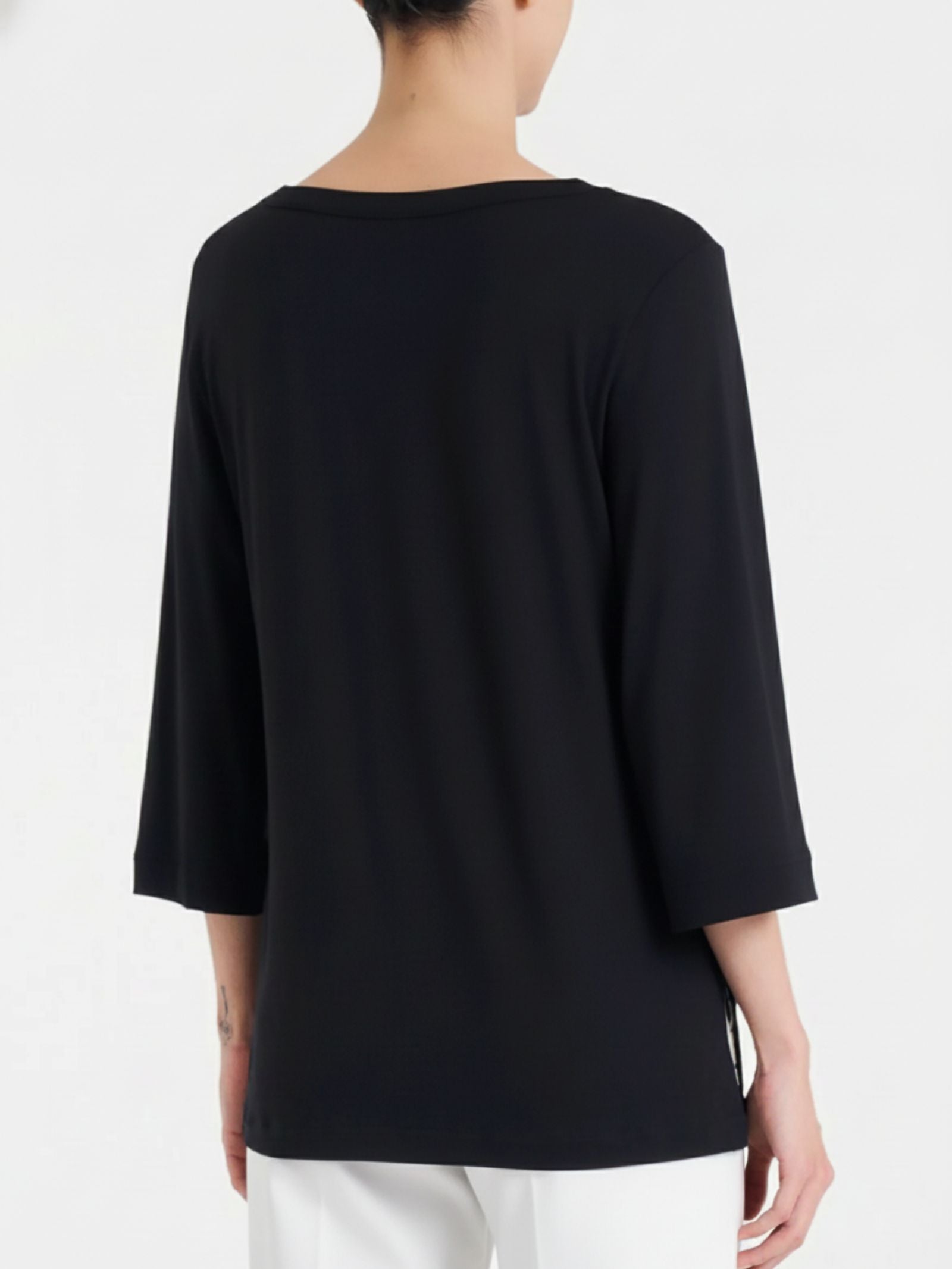 Ragno Viscosa Summer Maglietta Scollo Goccia Nero Viscosa