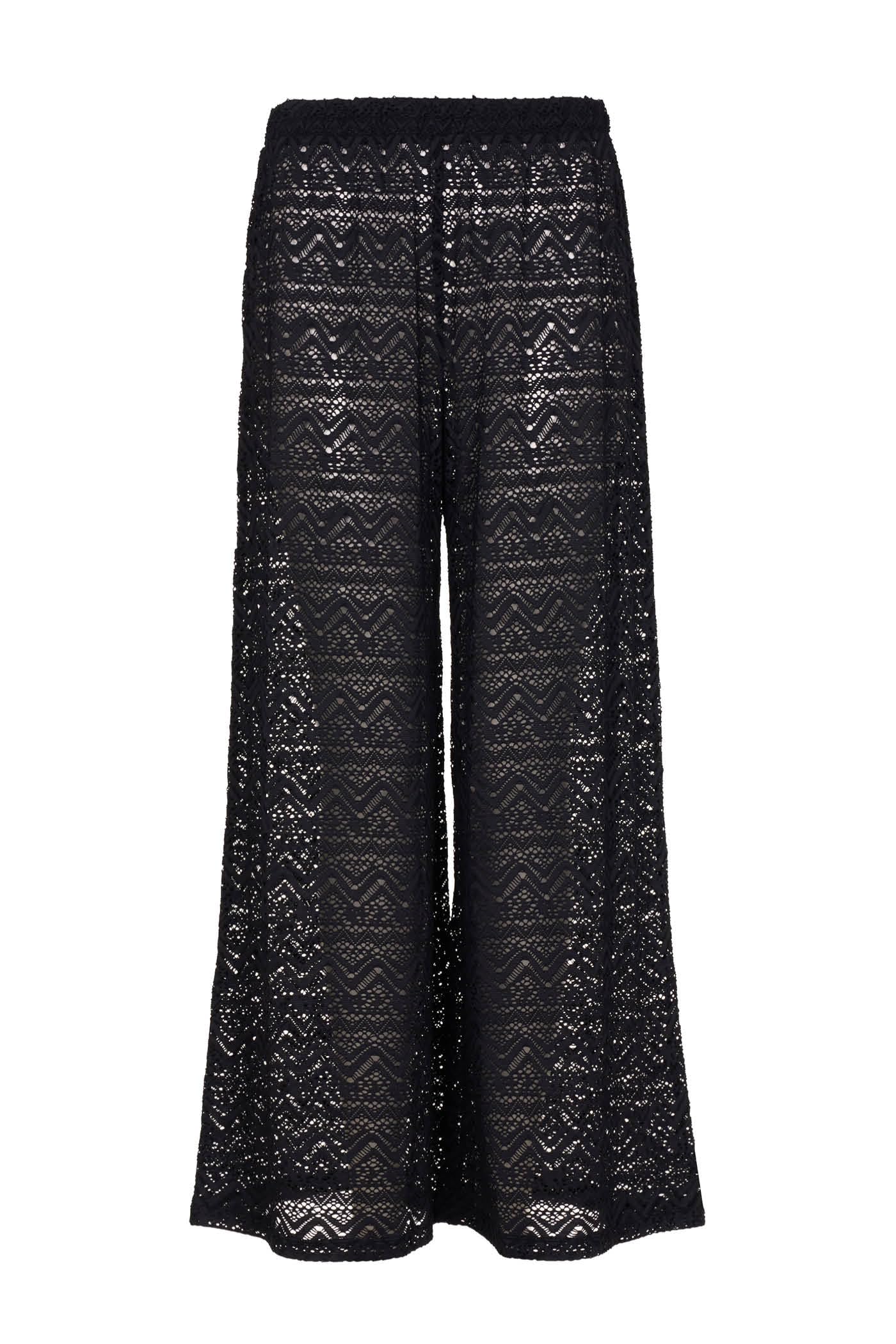 Goldenpoint Delfi pantaloni mare lunghi pizzo nero taglia S