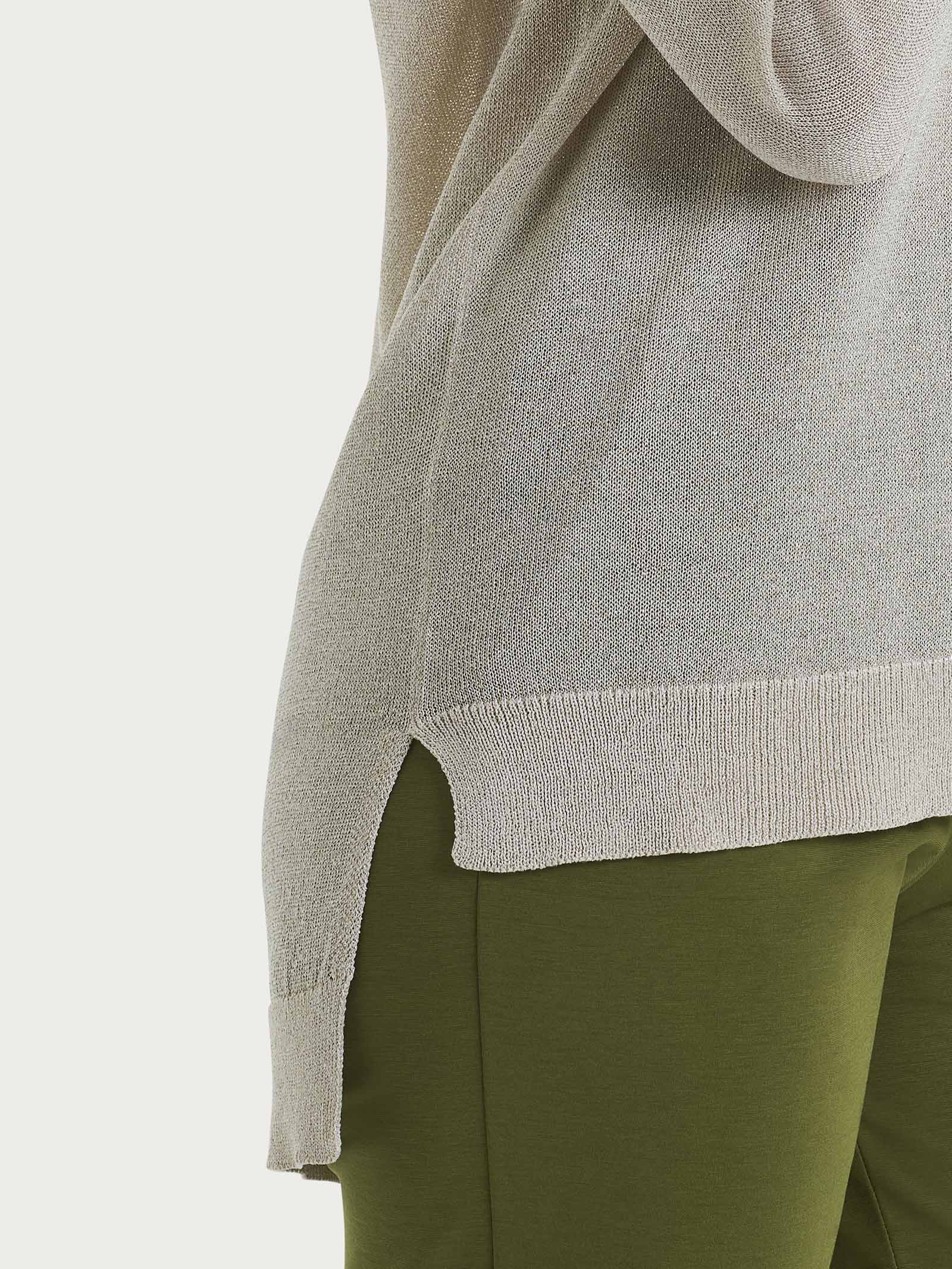 Ragno Crêpe Lurex Maglia Scollo V Champignon manica lunga