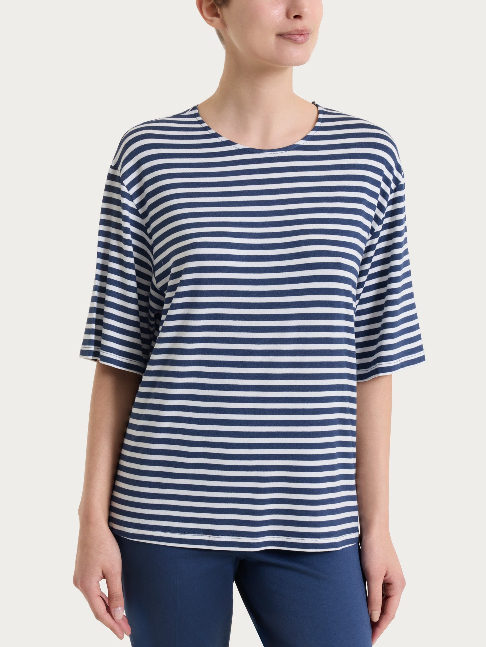 Ragno Viscosa Summer Maglietta boxy righe Oceana fresca