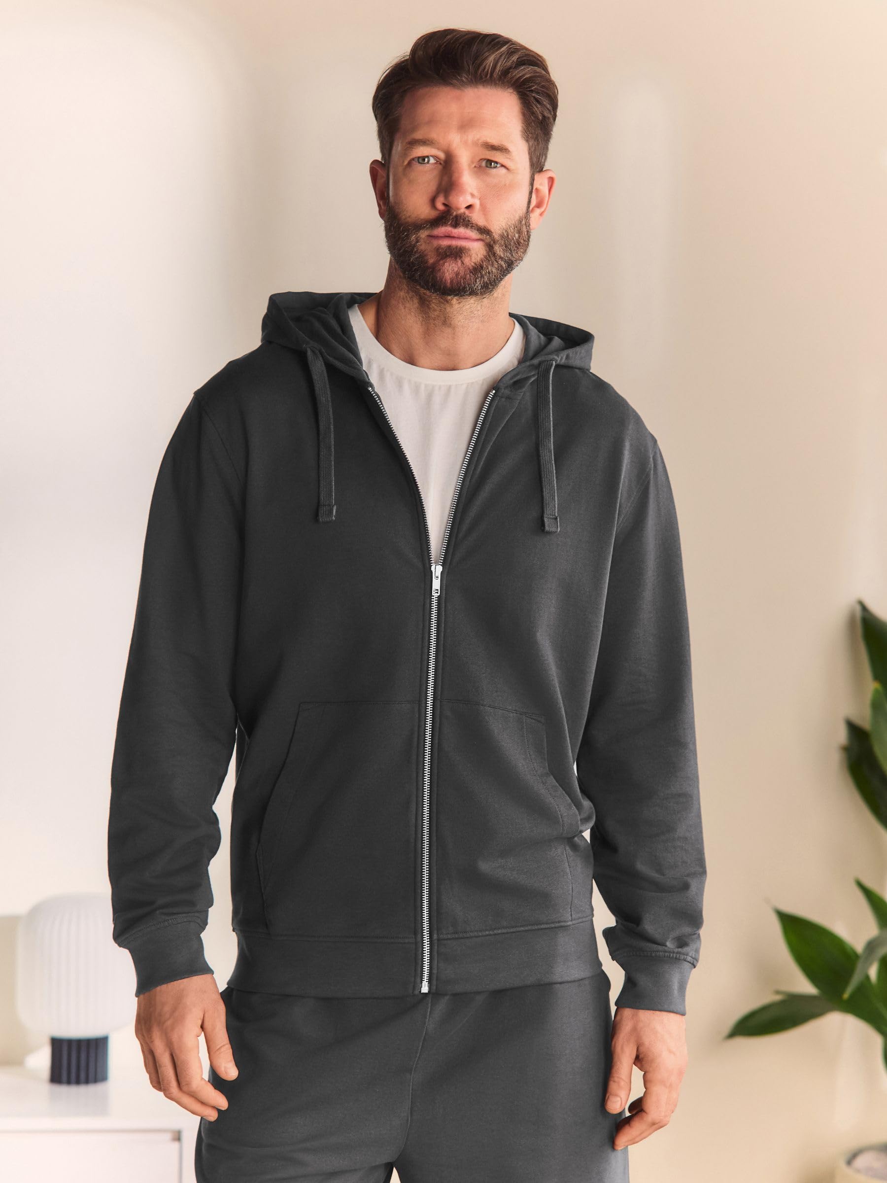 Next felpa uomo con cappuccio e zip in cotone leggero