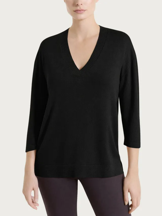 Ragno Summertime maglia scollo V nero manica 3/4