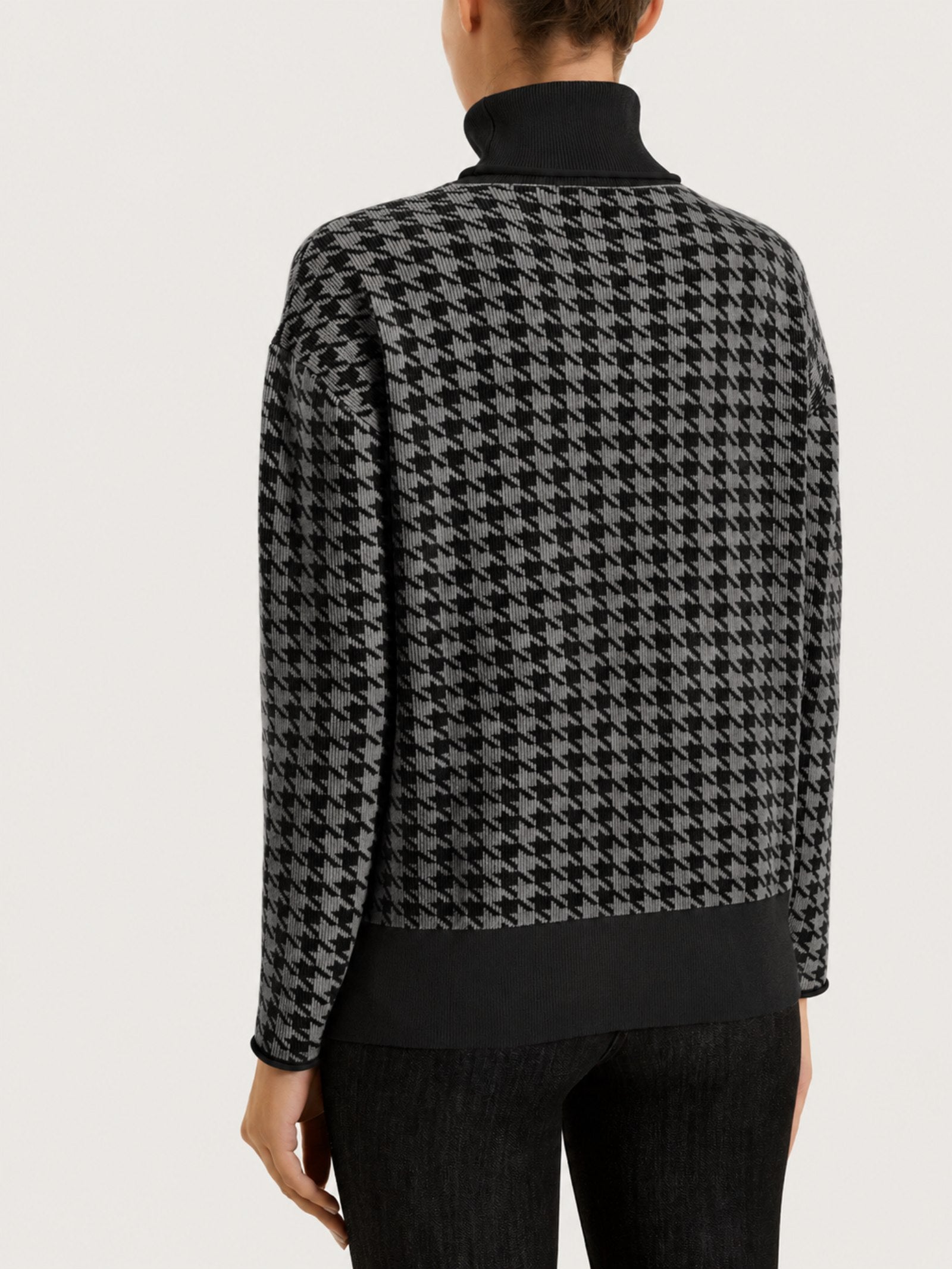 Ragno Four Seasons dolcevita pied de poule nero viscosa