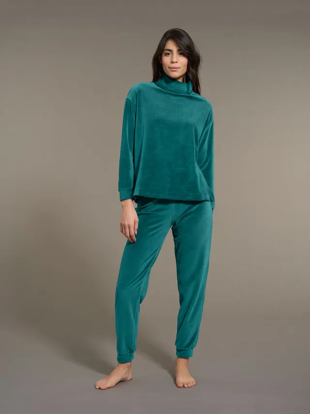 Ragno tuta collo vulcano ciniglia Trekking Green misto cotone