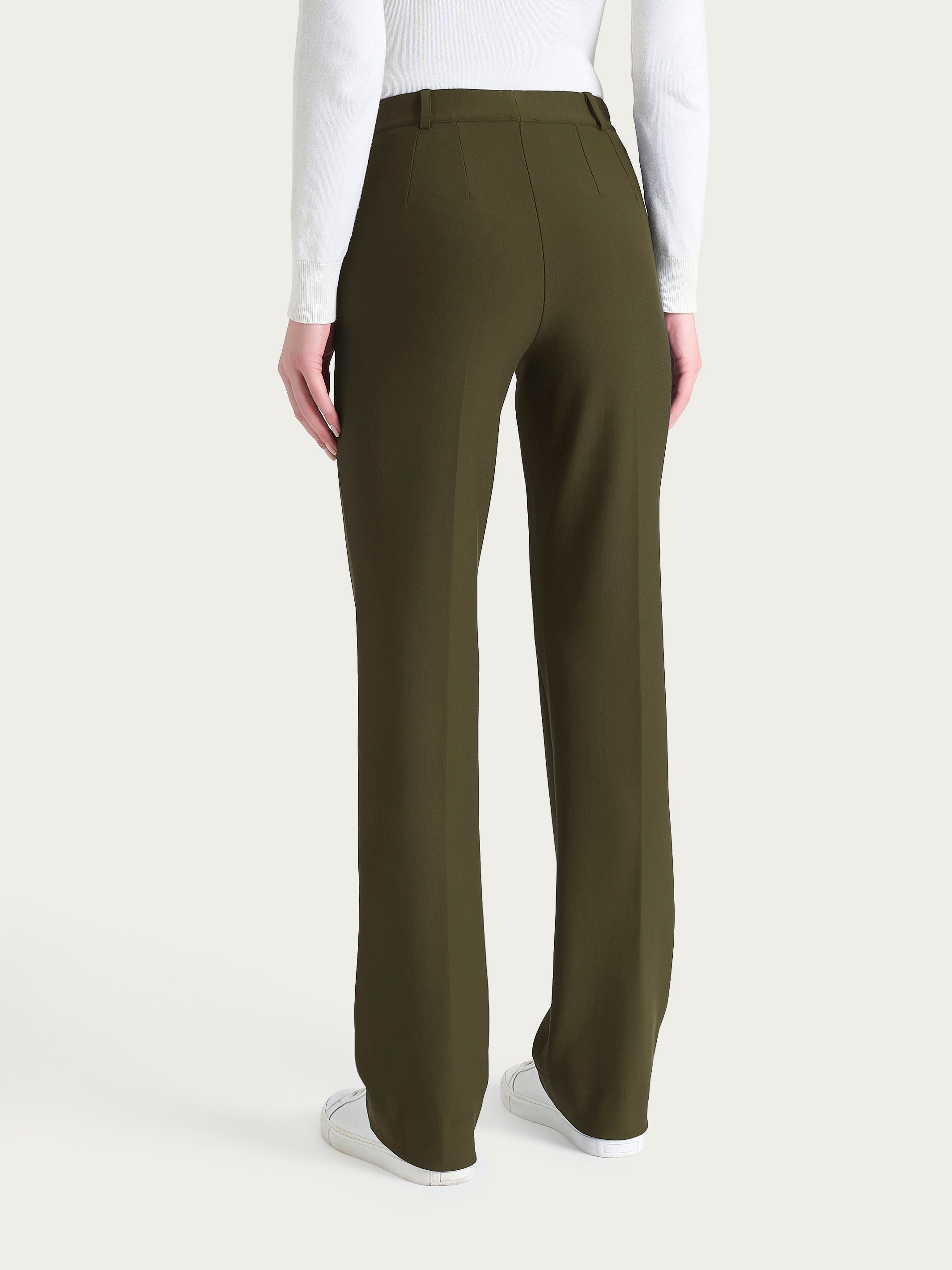 Ragno Compact The Wide Leg pantalone largo verde Dark Olive