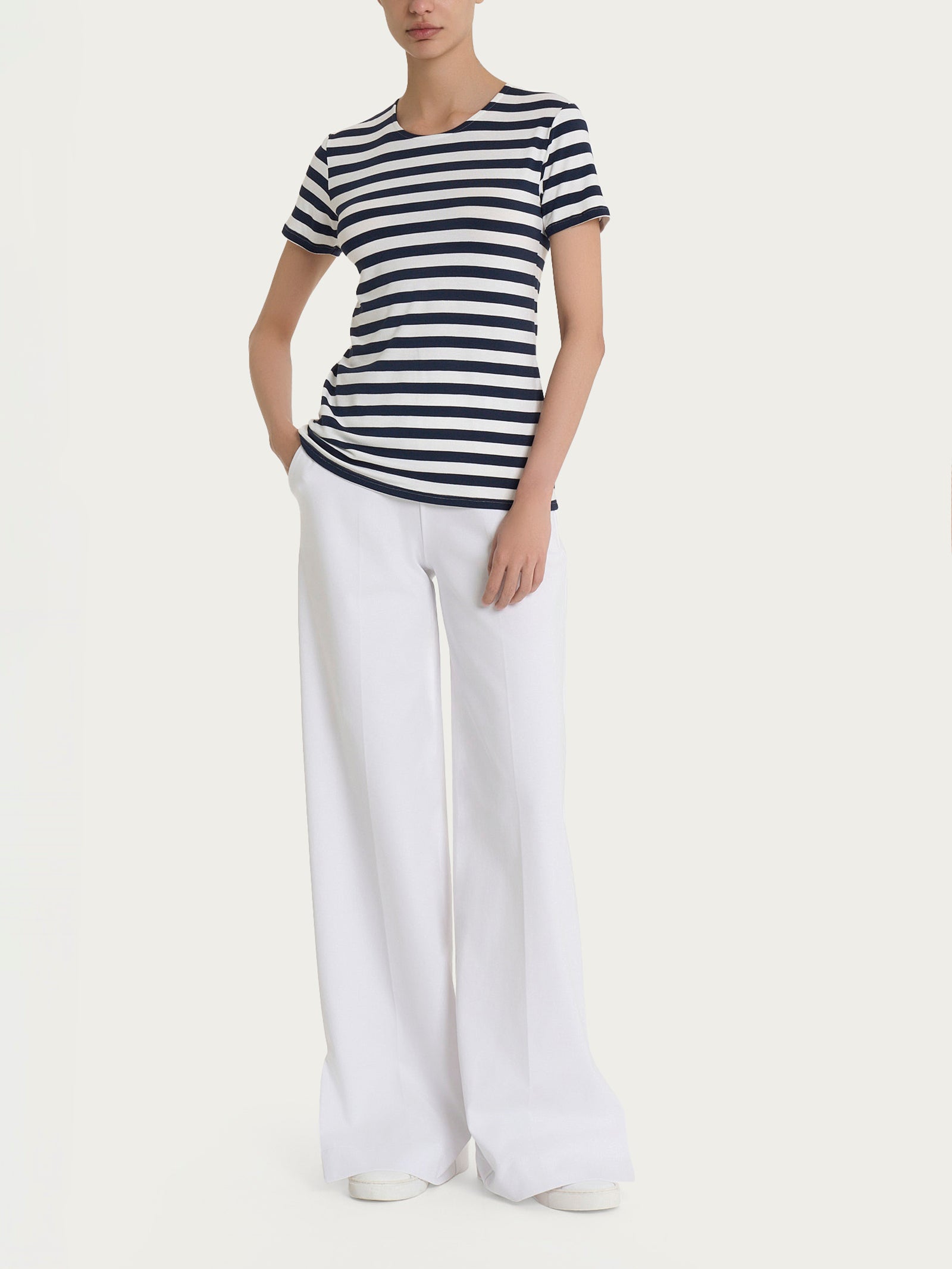 Ragno Viscosa Summer t-shirt righe Bleu Riga