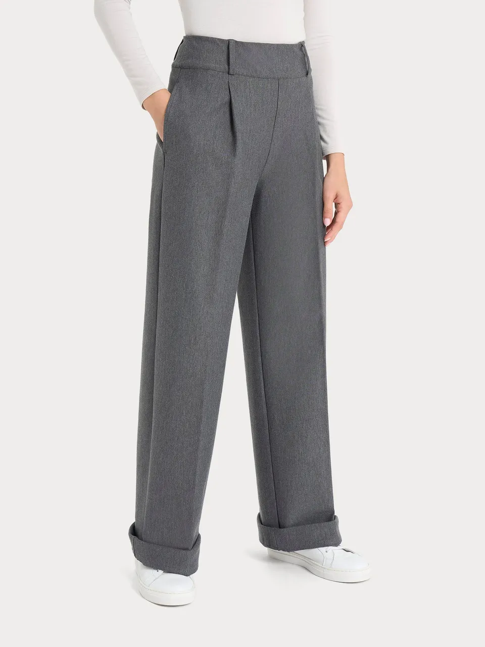 Ragno Compact The Wide Leg pantalone ampio ardesia viscosa
