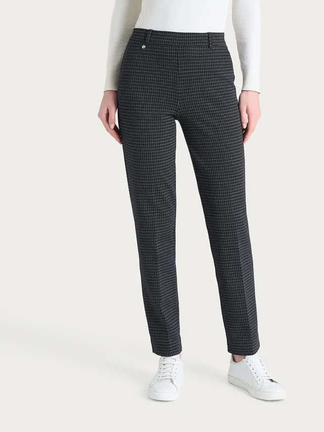 Ragno Eco Jacquard Pantalone dritto check Fant.Nero