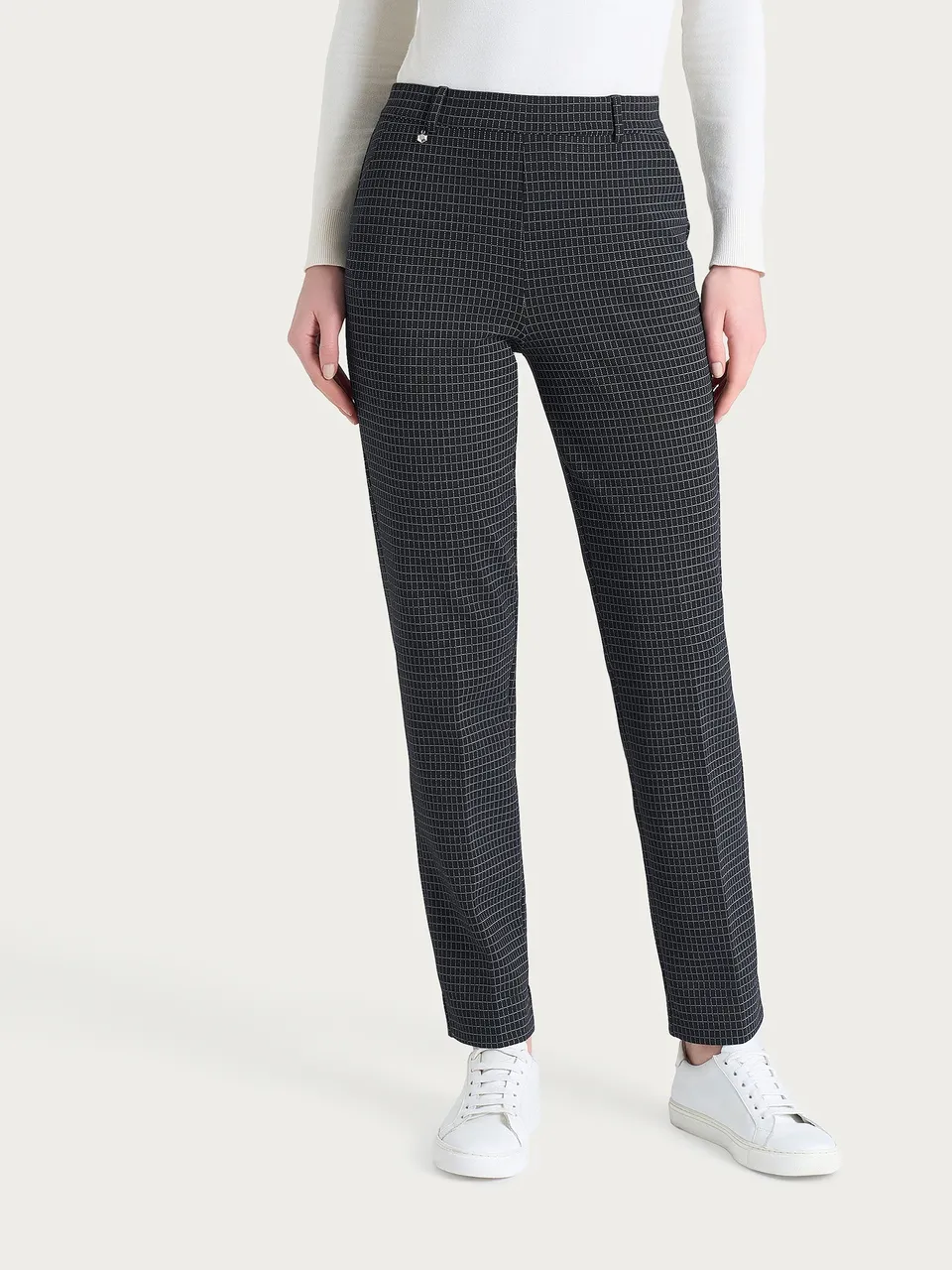 Ragno Eco Jacquard Pantalone dritto check Fant.Nero