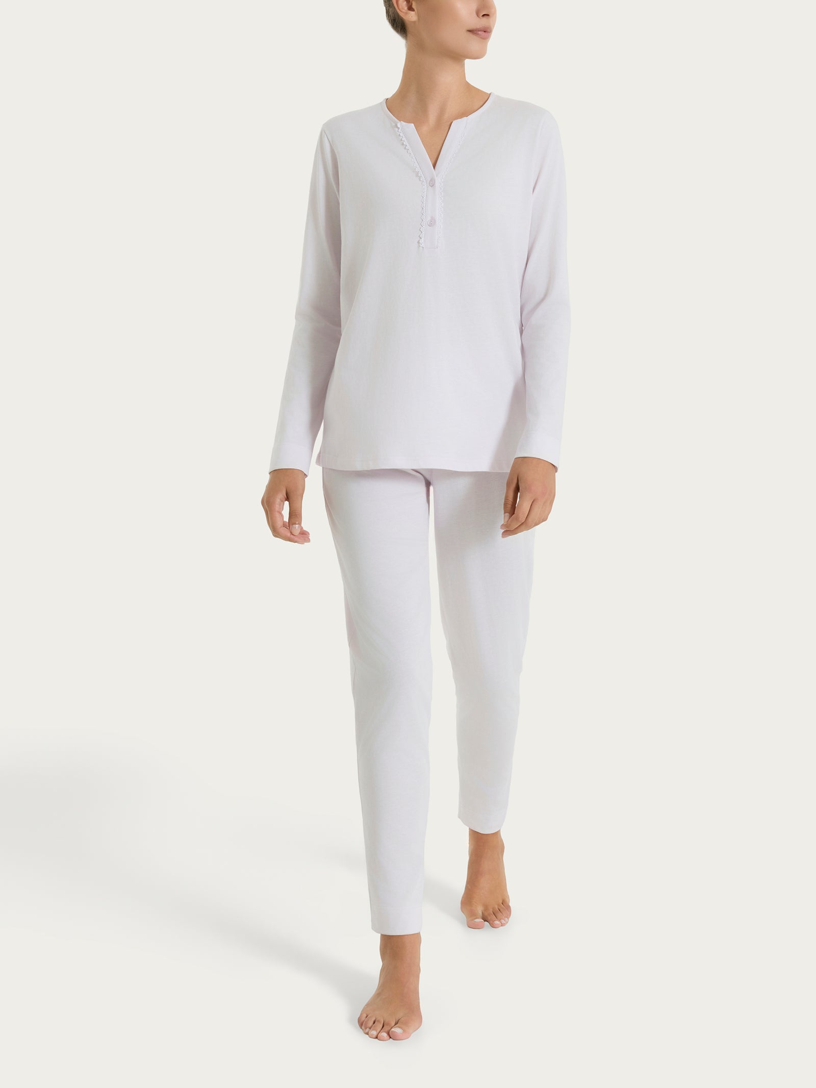 Ragno Sweet Emotion pigiama lungo jersey cotone pizzo
