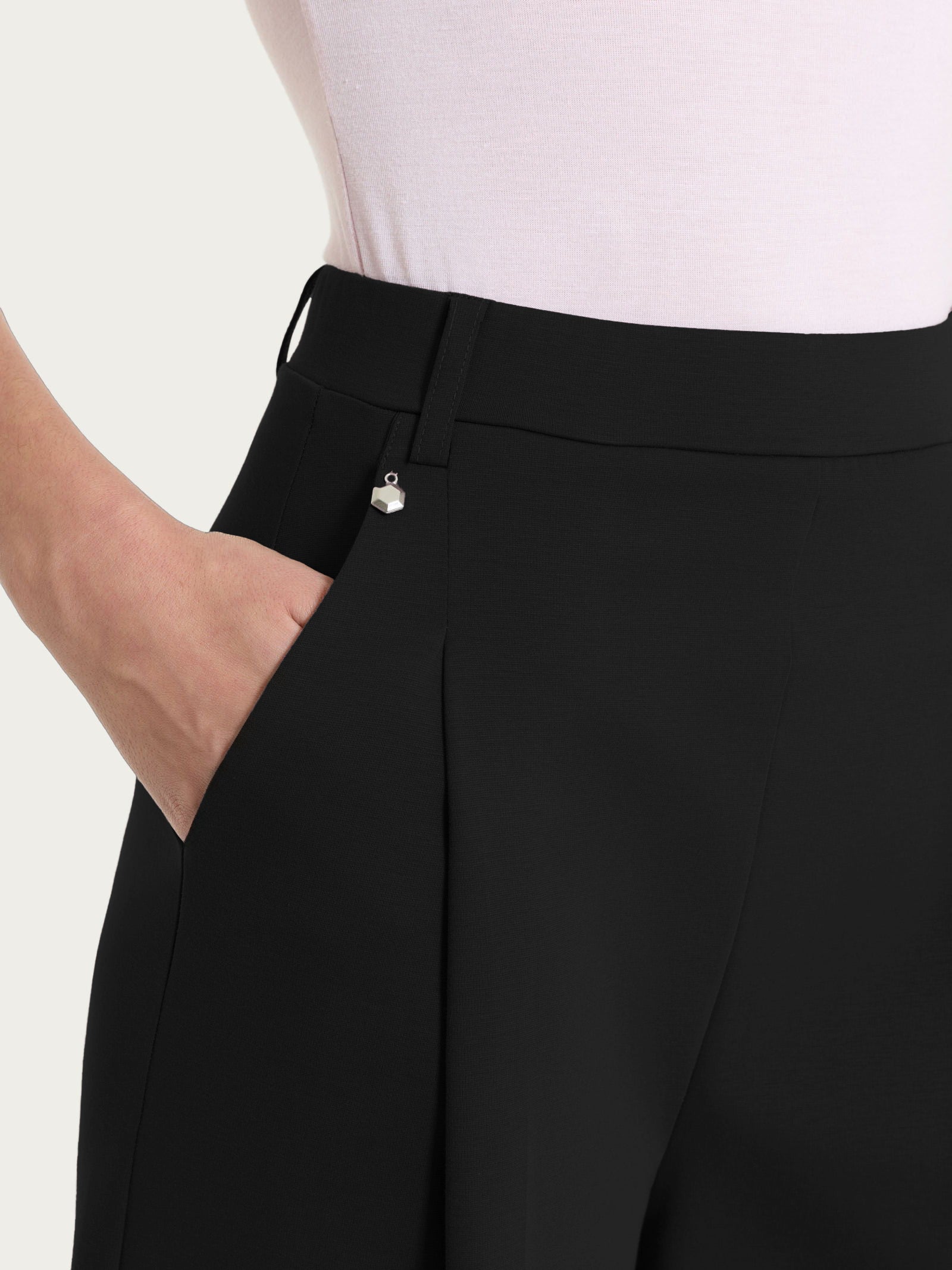 Ragno Compact Light pantalone palazzo wide leg nero