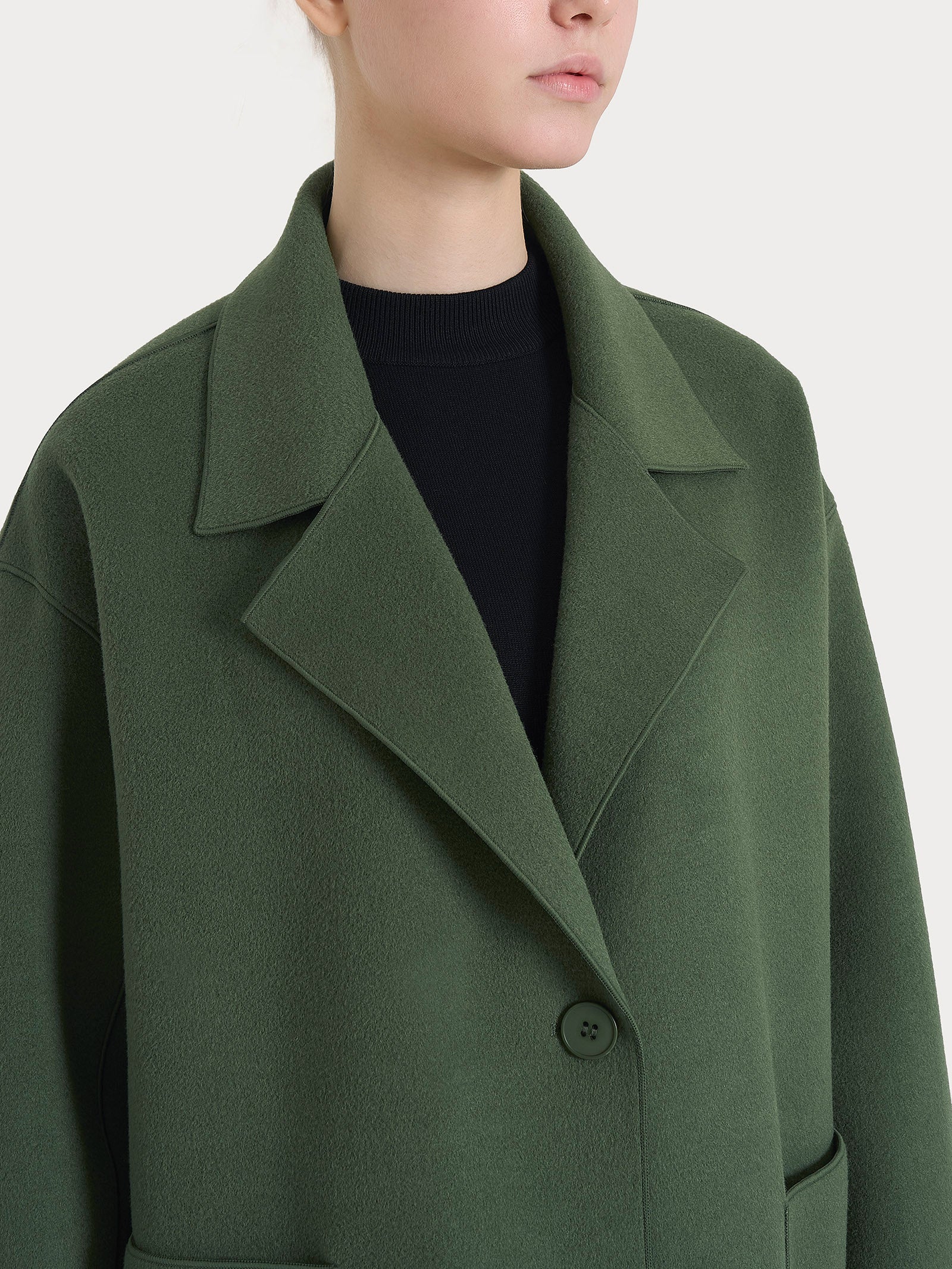 Ragno Vegan Wool Cappotto Caban Bronze Green caldo