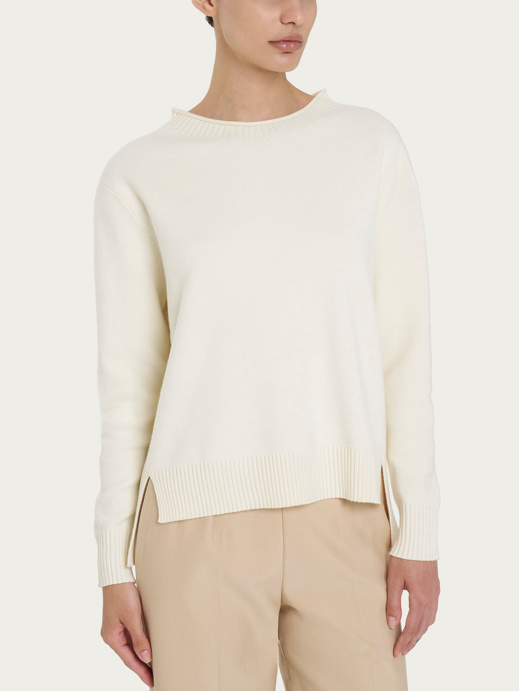 Ragno Super Soft maglione girocollo donna avorio caldo