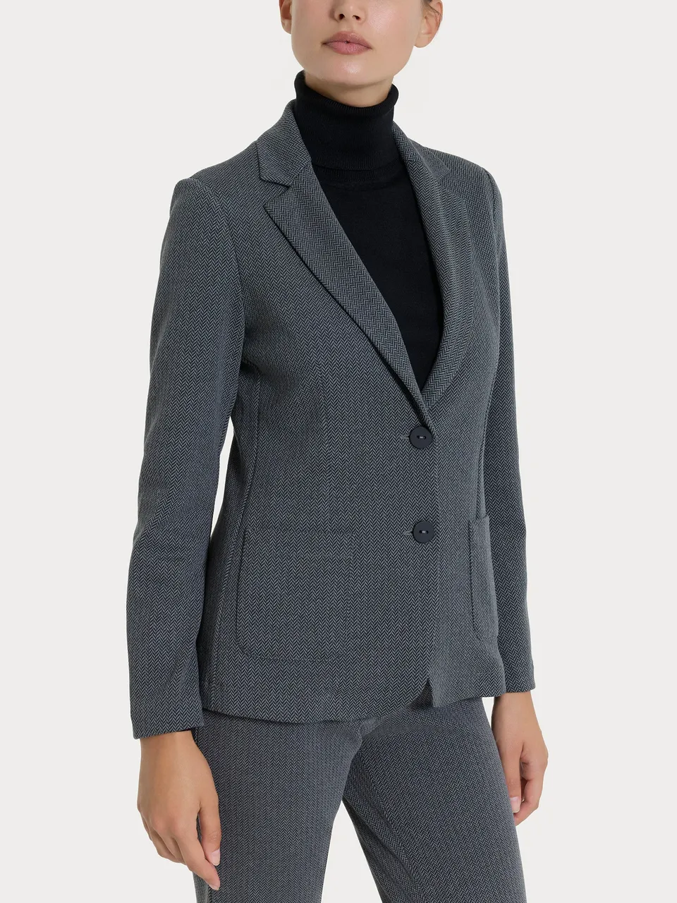Ragno Blazer Due Bottoni Spina Pesce Eco Jacquard Ardesia