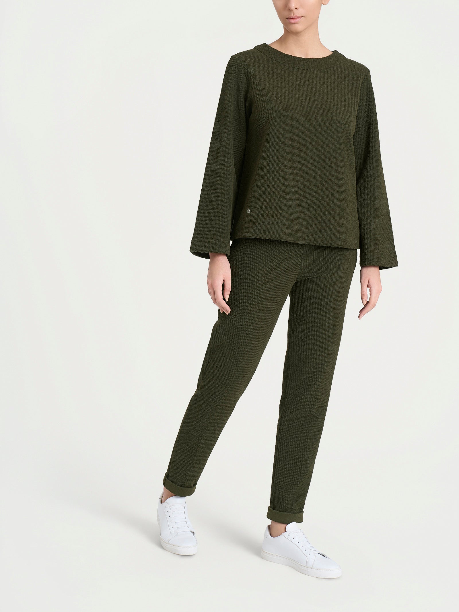 Ragno Japanese Fleece felpa girocollo donna Dark Olive calda