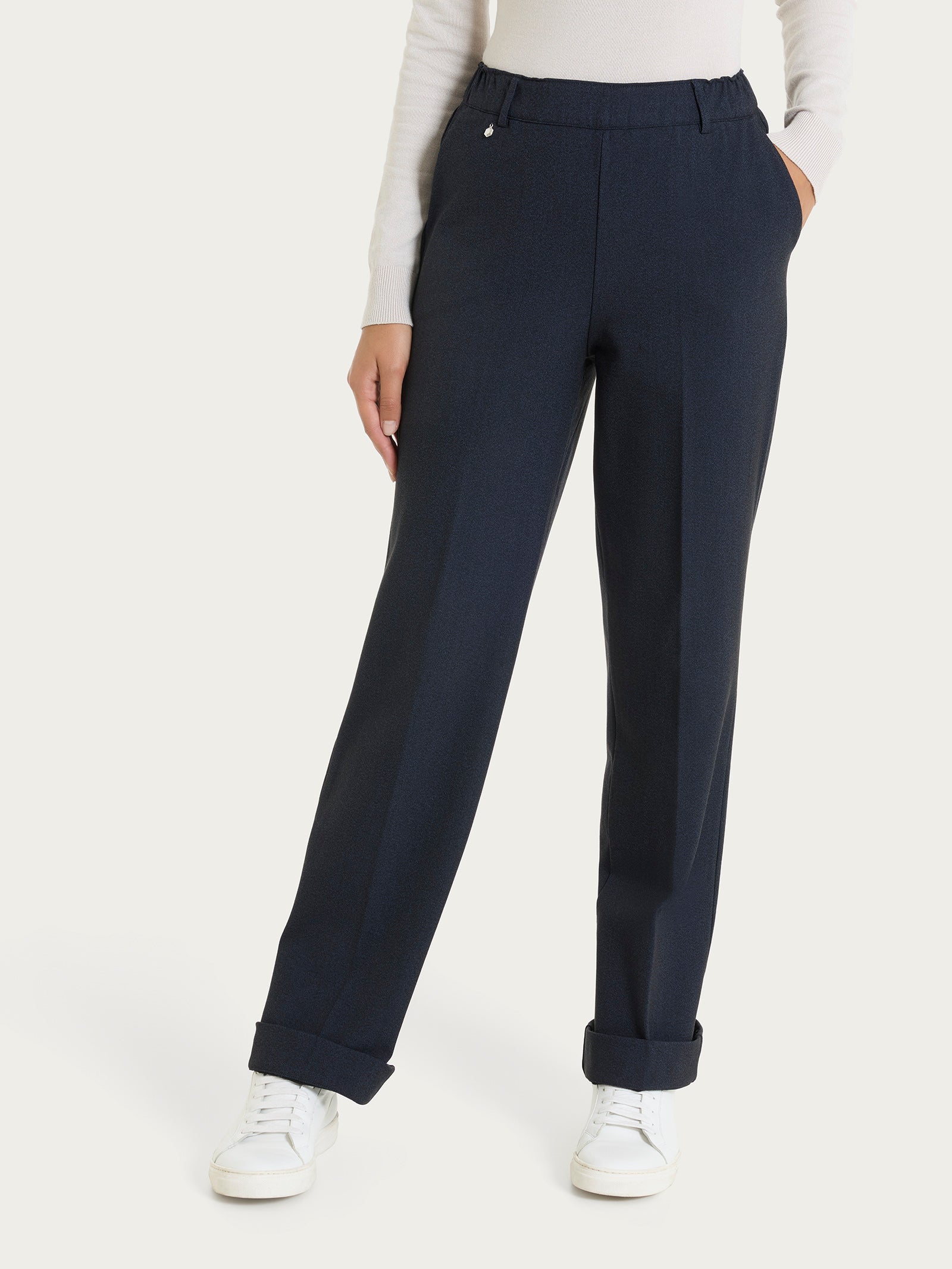 Ragno Compact pantalone ampio Bleu Mel. flanella twill