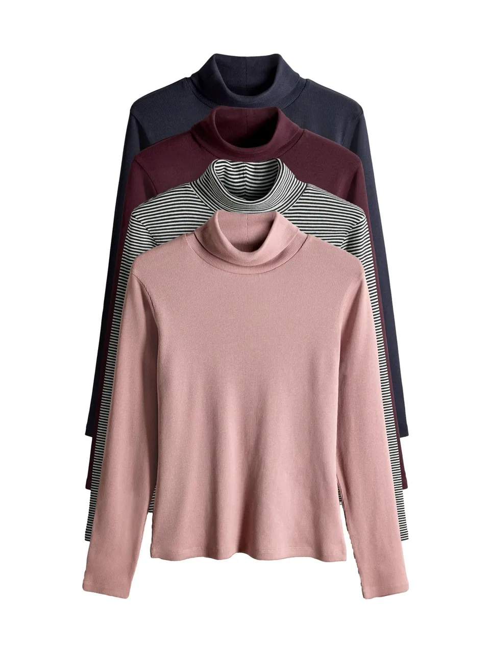 The Set maglie donna coste collo alto maniche lunghe 4pz