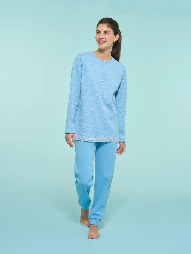 Ragno Pigiama Serafino Lungo pigiama Dusk Blue cotone