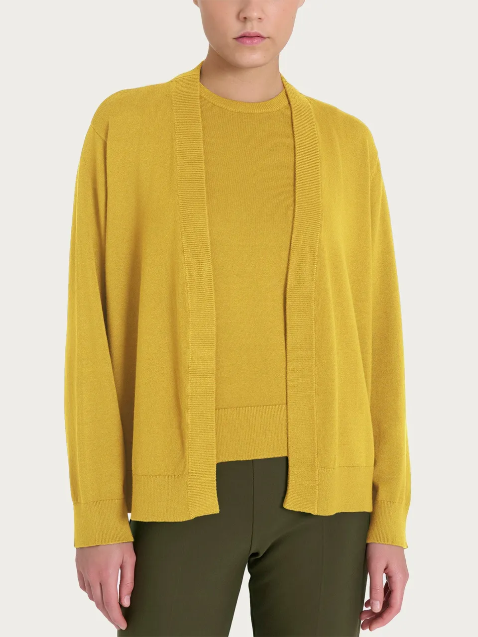 Ragno Four Seasons cardigan corto giallo manica lunga