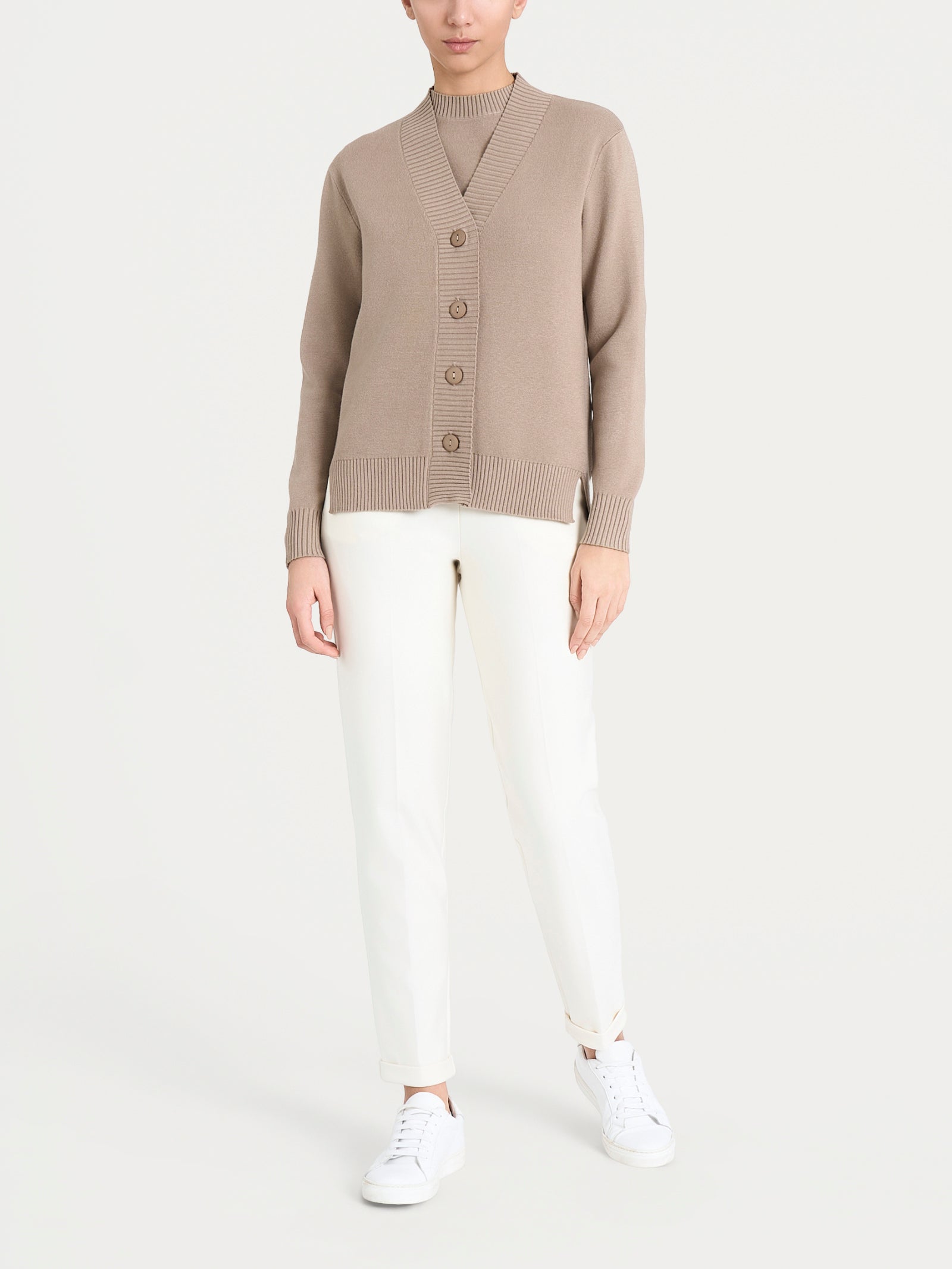 Ragno Super Soft cardigan asimmetrico cammello viscosa