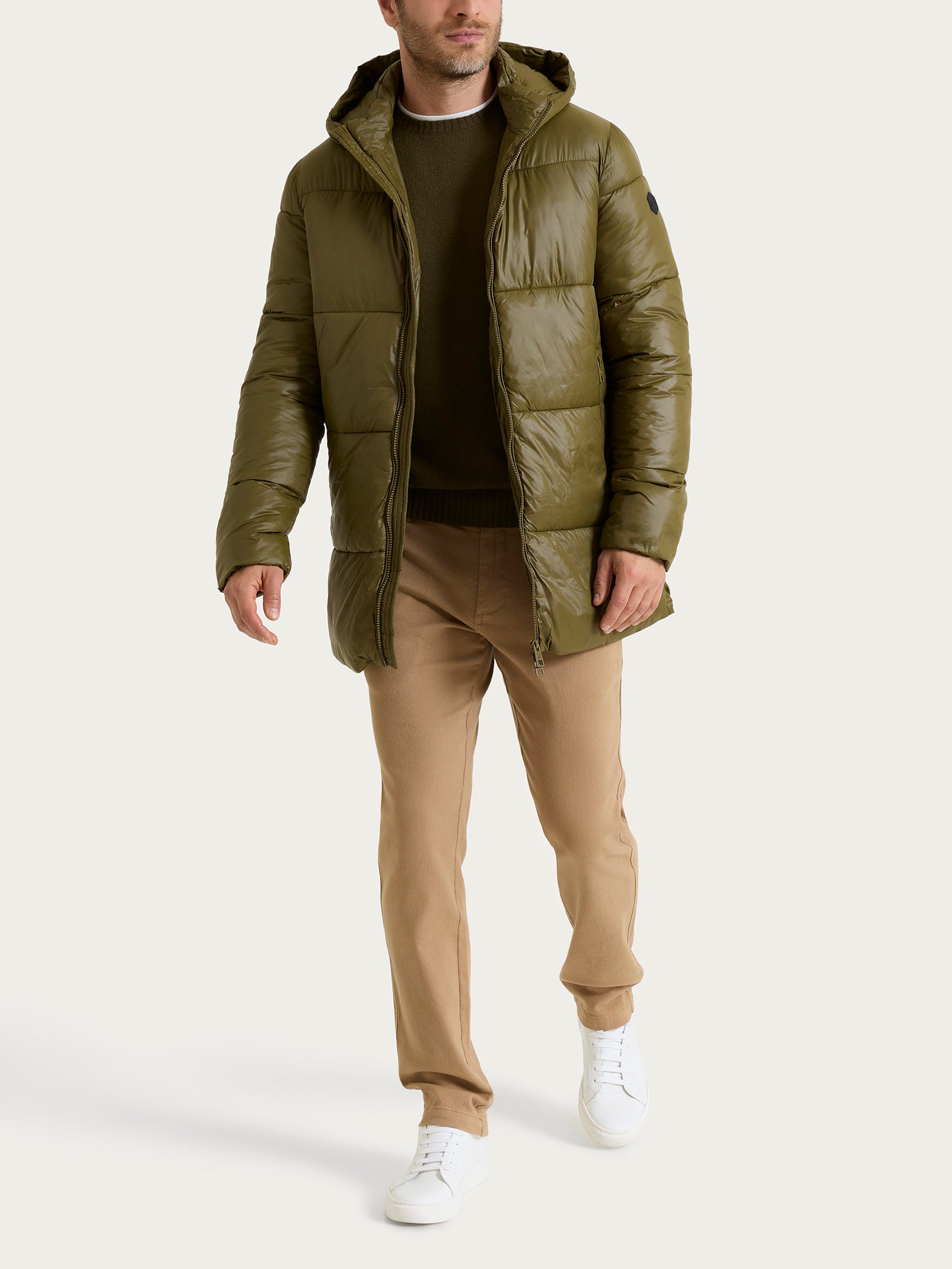 Ragno Vegan Down Piumino Uomo Verde Cappuccio Shiny