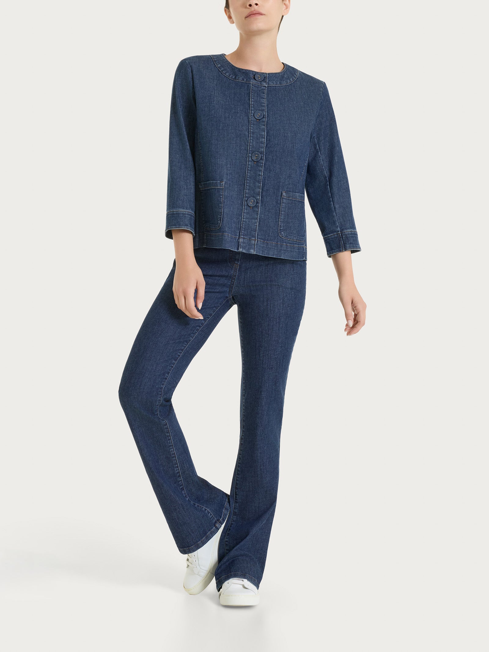 Ragno Light Denim Giacca Bottoni Jeans Cotone