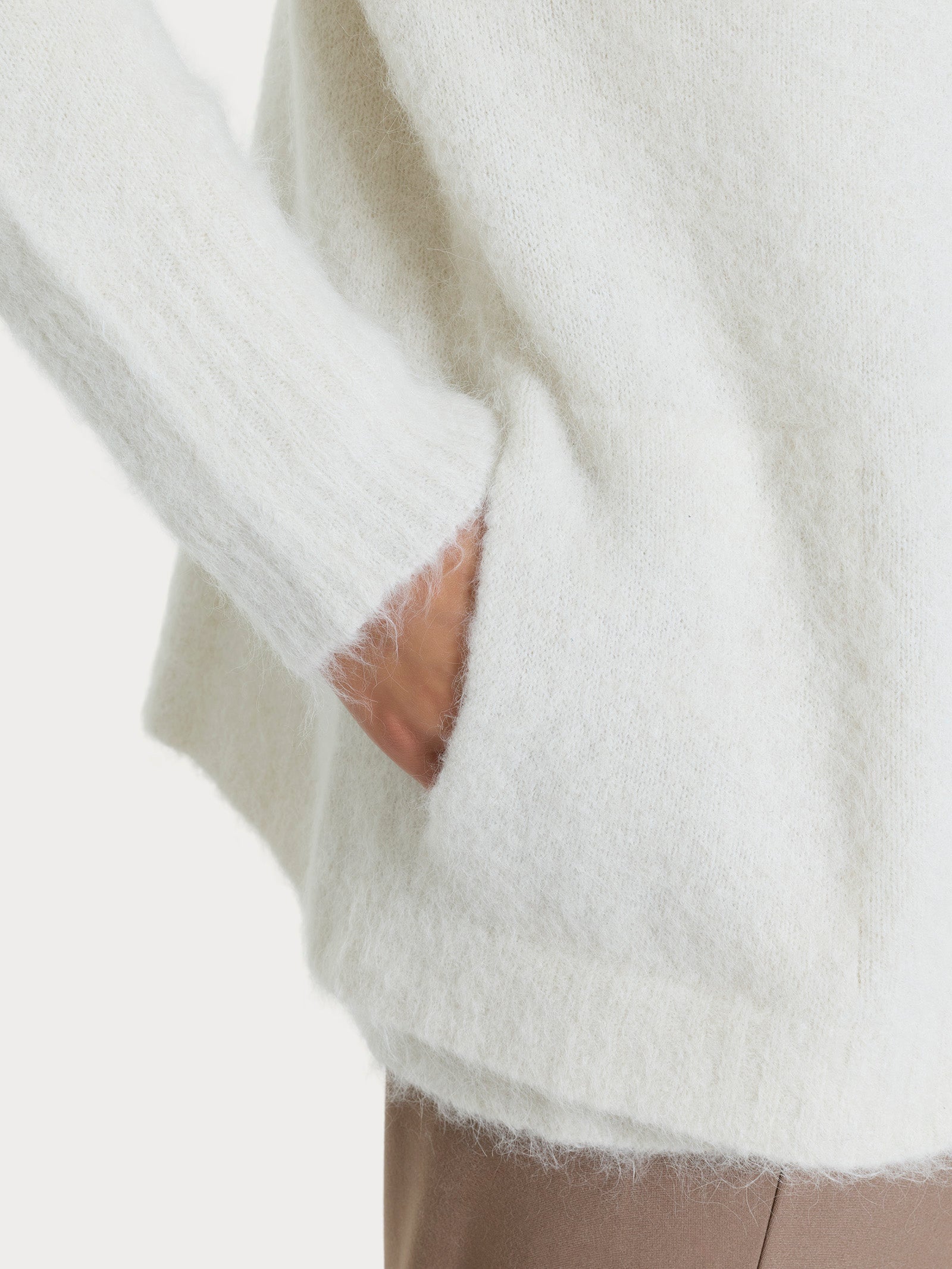 Ragno Merino Soft Cardigan Aperto Misto Alpaca Avorio