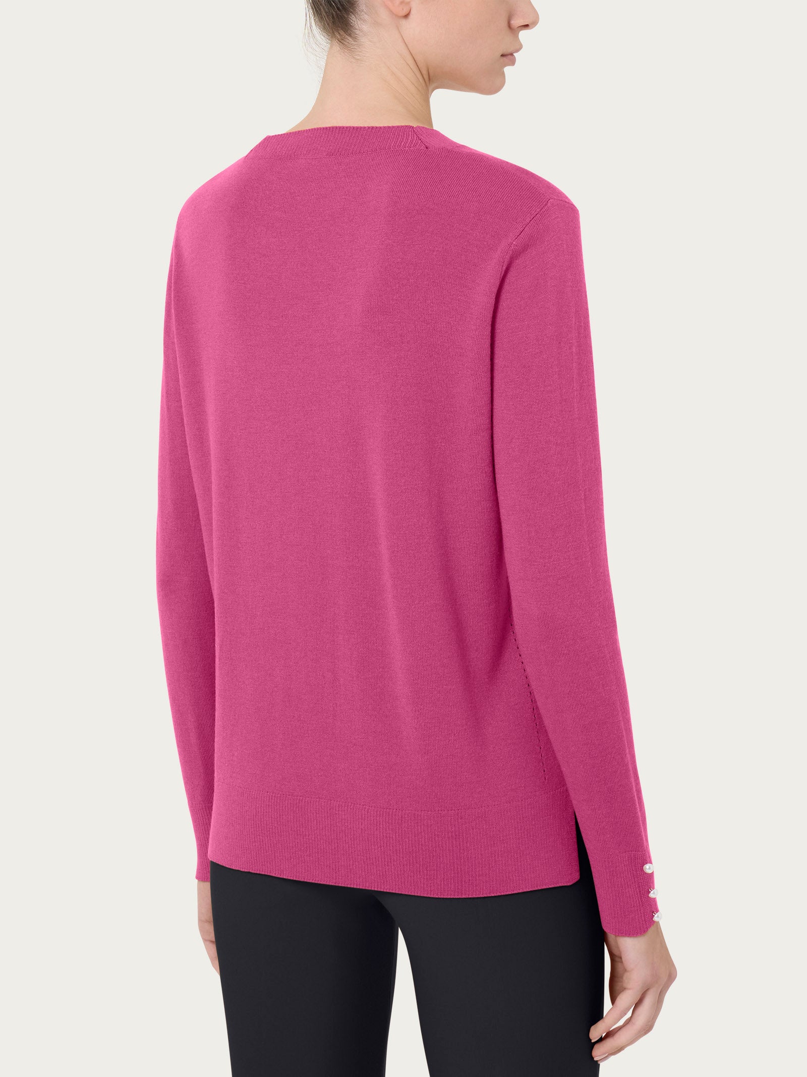 Ragno Merino Soft Maglia Donna Red Violet girocollo perline