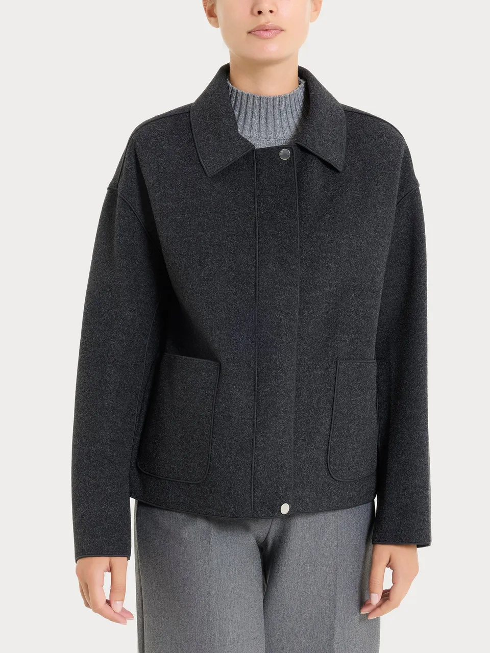 Ragno Vegan Wool Giacca Collo Camicia Donna Oscuro Calda