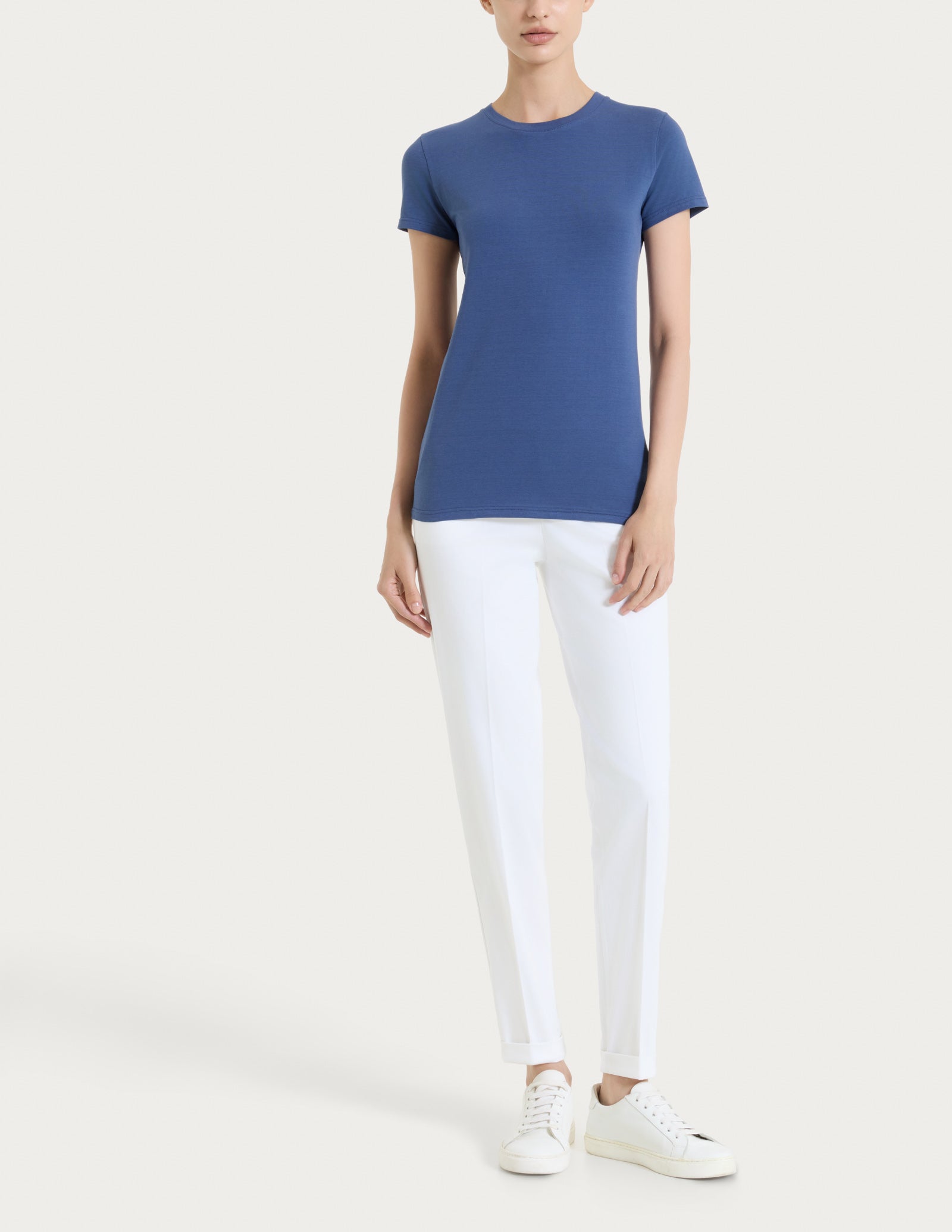 Ragno Satin Power pantalone chino slim con tasche Bianco cotone