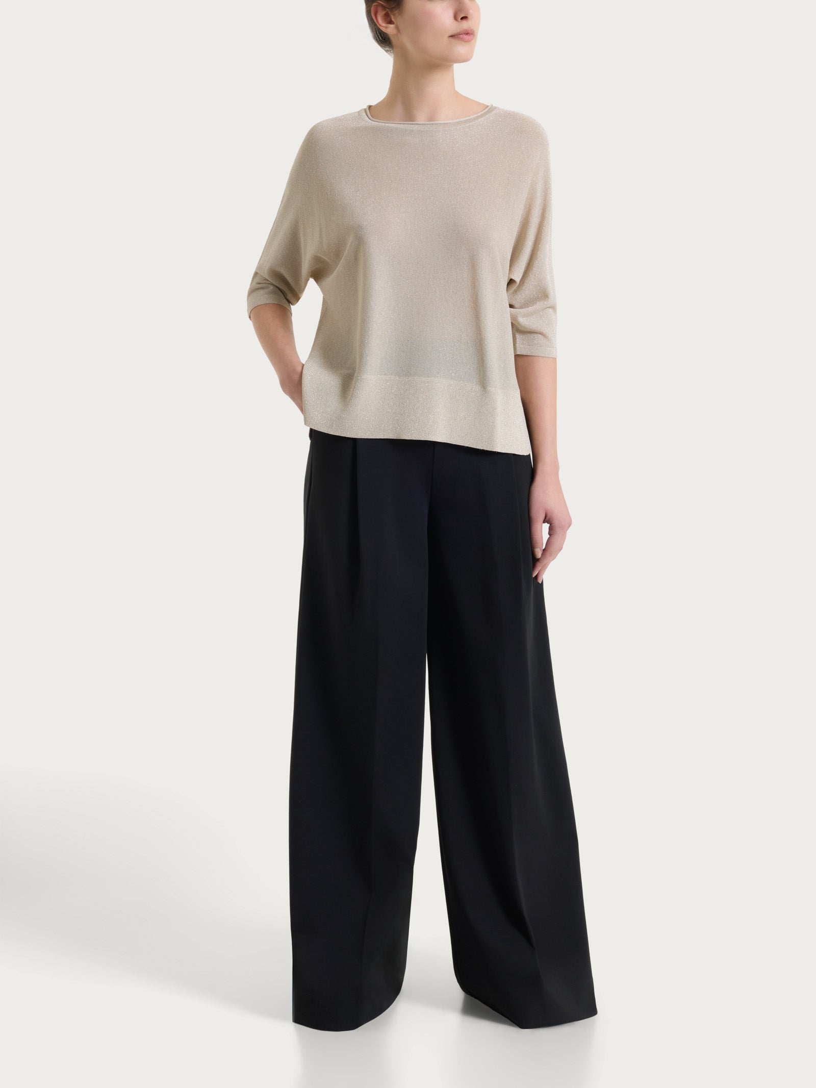 Ragno Crêpe Lurex maglia pipistrello manica 3/4 Champignon