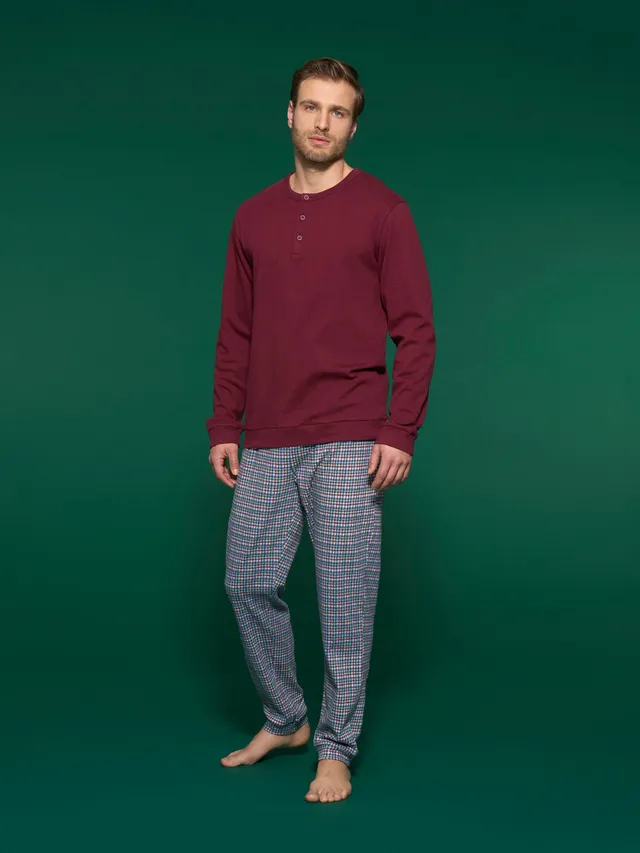 Ragno Pigiama Lungo Serafino Uomo Zinfandel Caldo Cotone