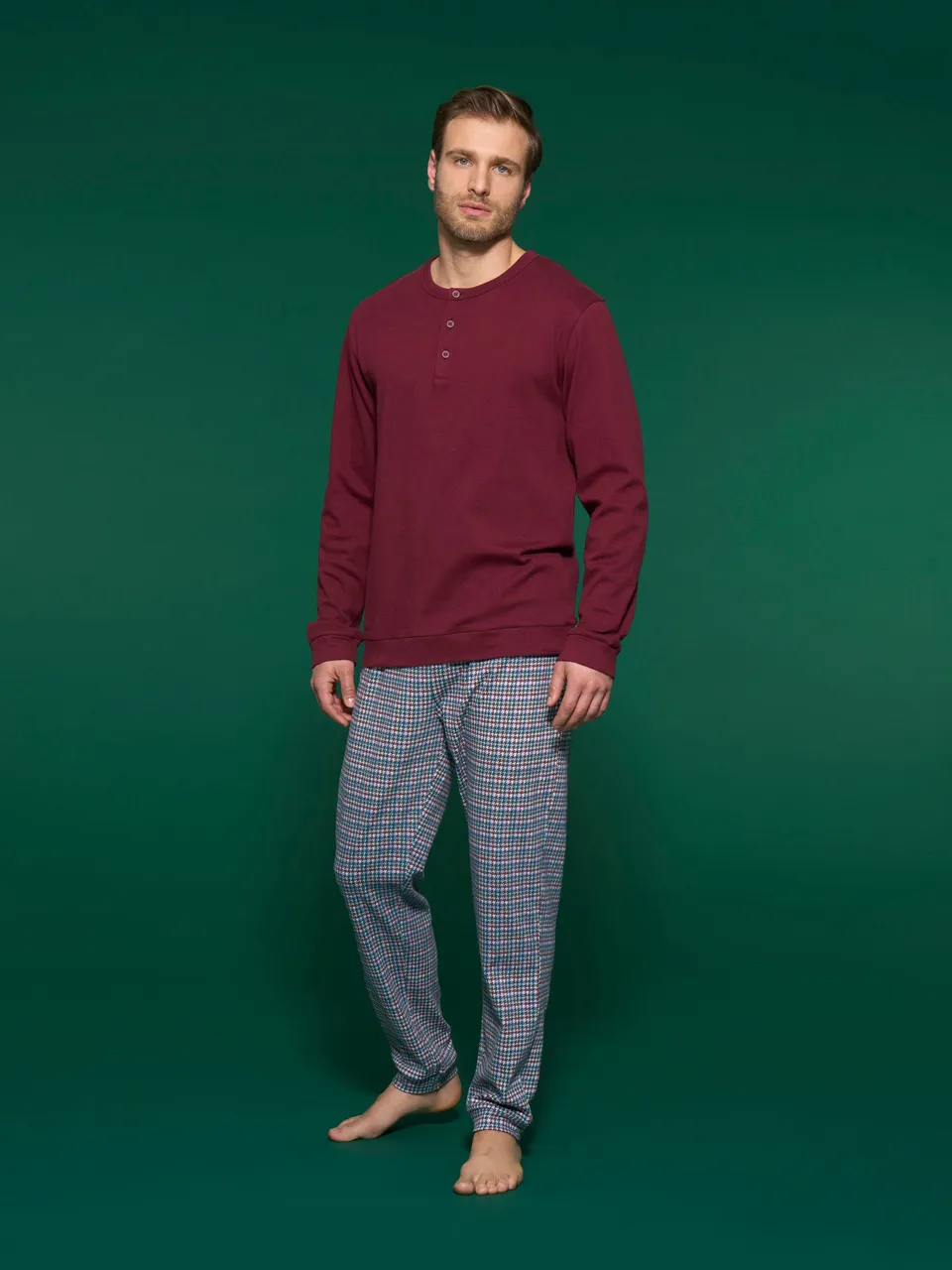 Ragno Pigiama Lungo Serafino Uomo Zinfandel Caldo Cotone