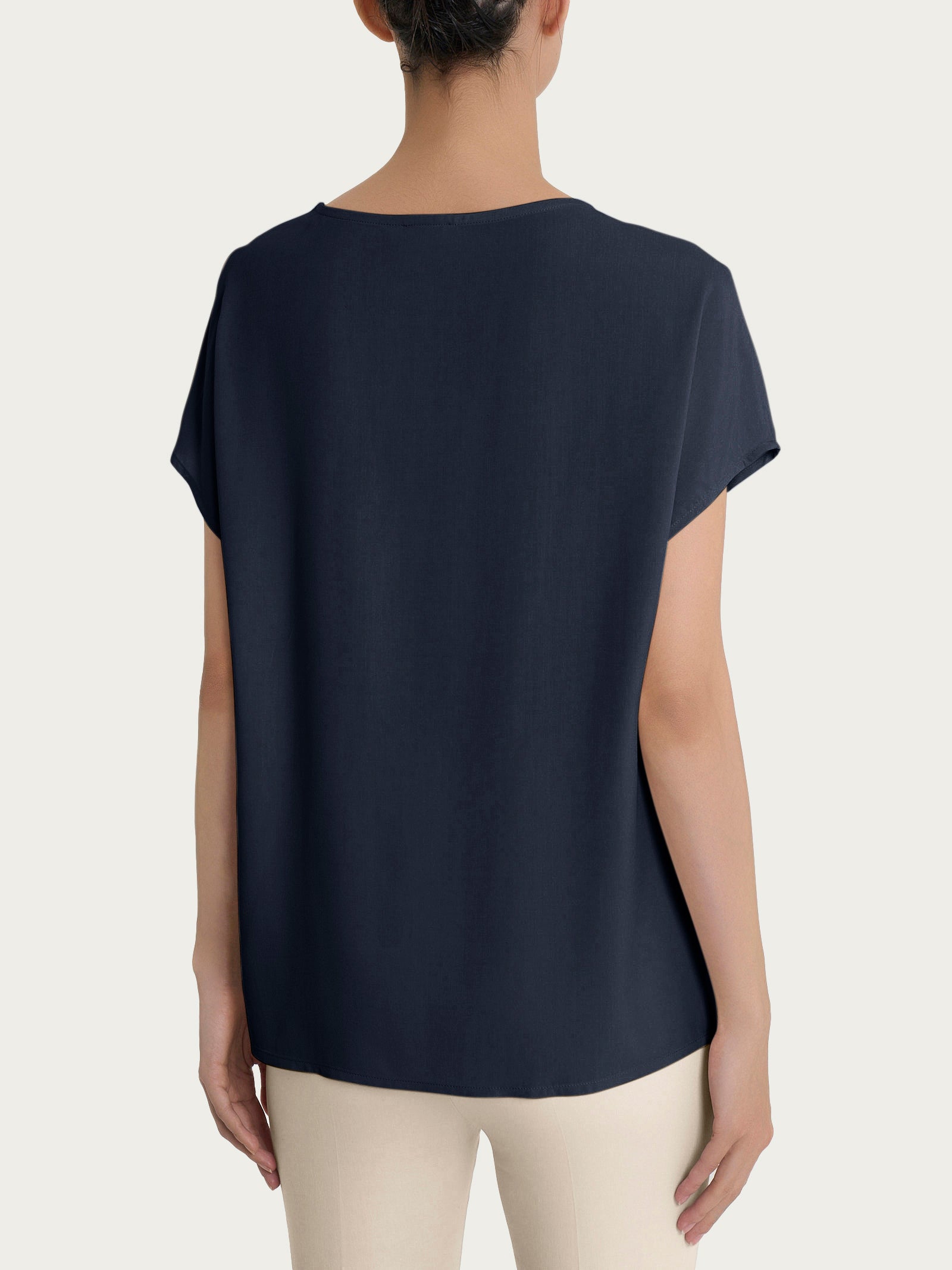 Ragno EcoSeta blusa kimono Bleu viscosa manica corta