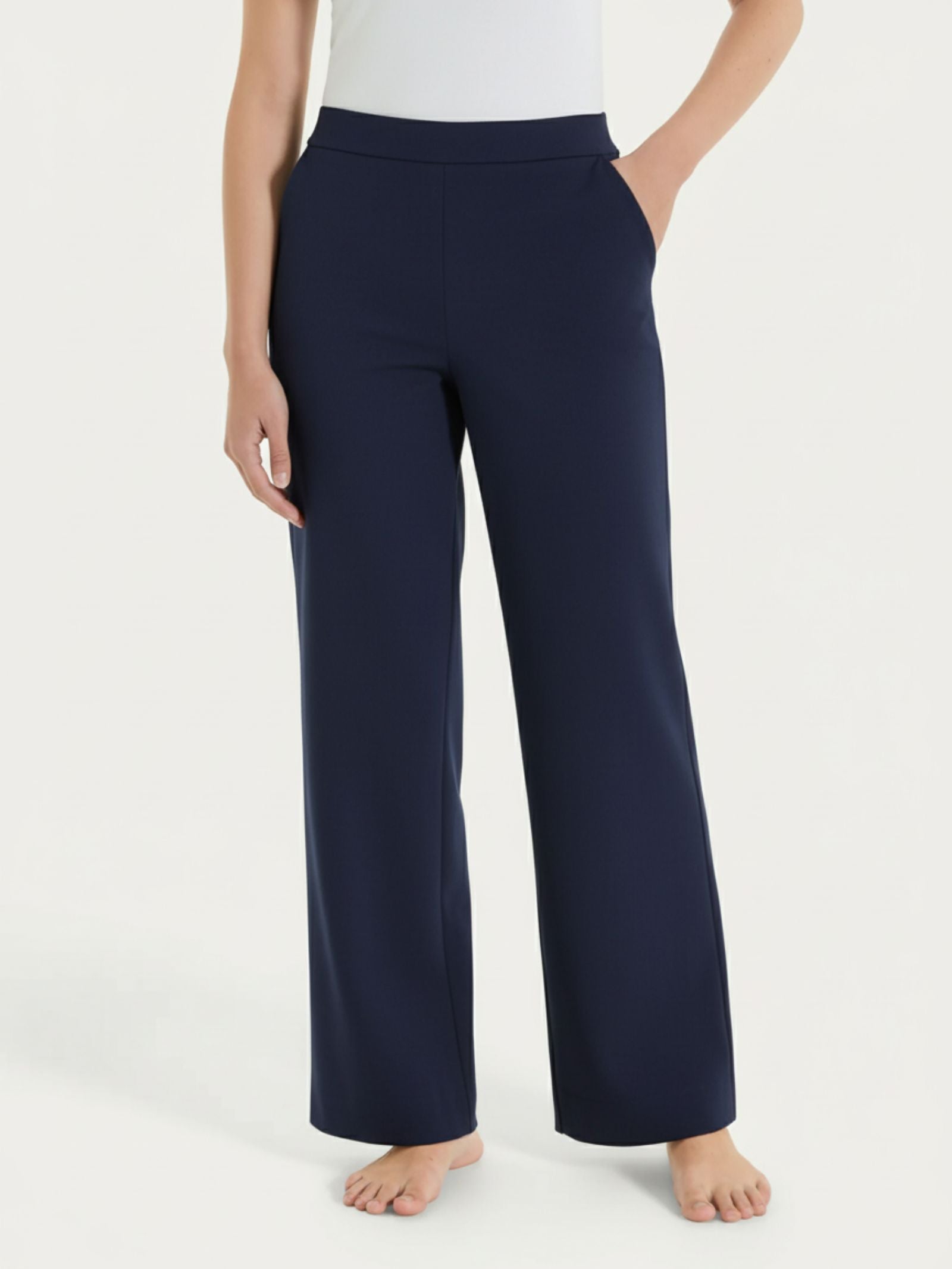 Ragno Jersey di Cotone pantalone ampio Bleu wide leg donna