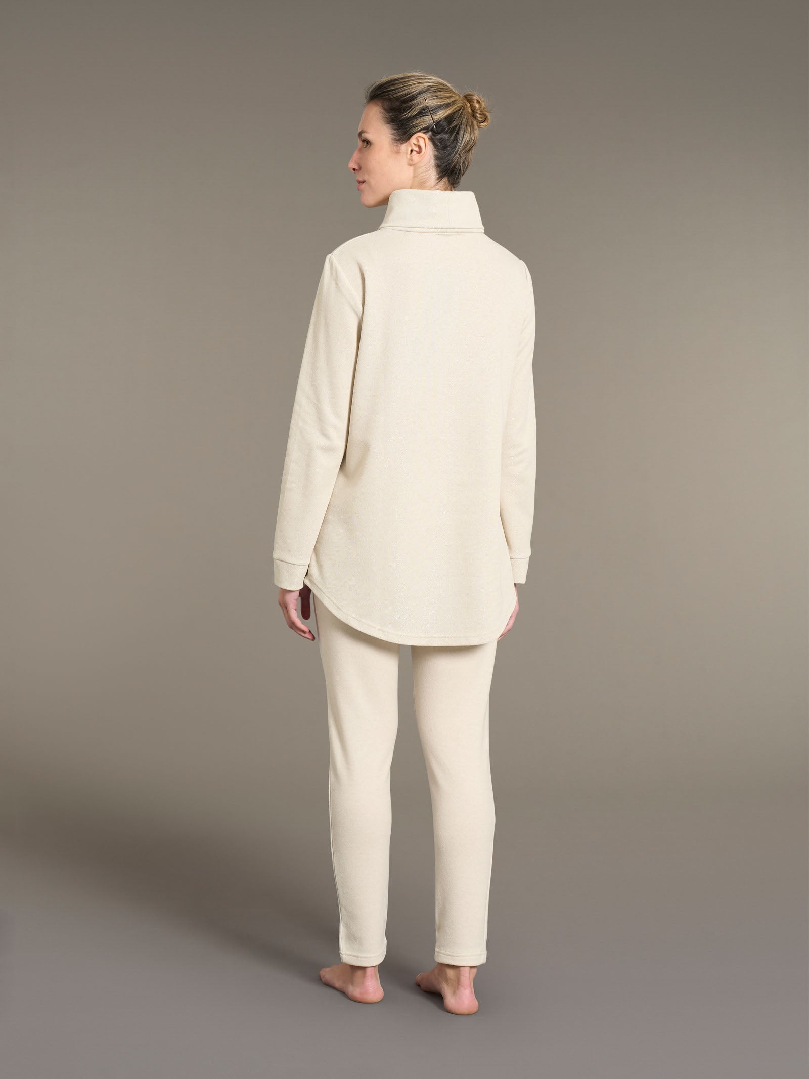 Ragno Sweet Emotion Pigiama Lungo Collo Vulcano Lurex Off White