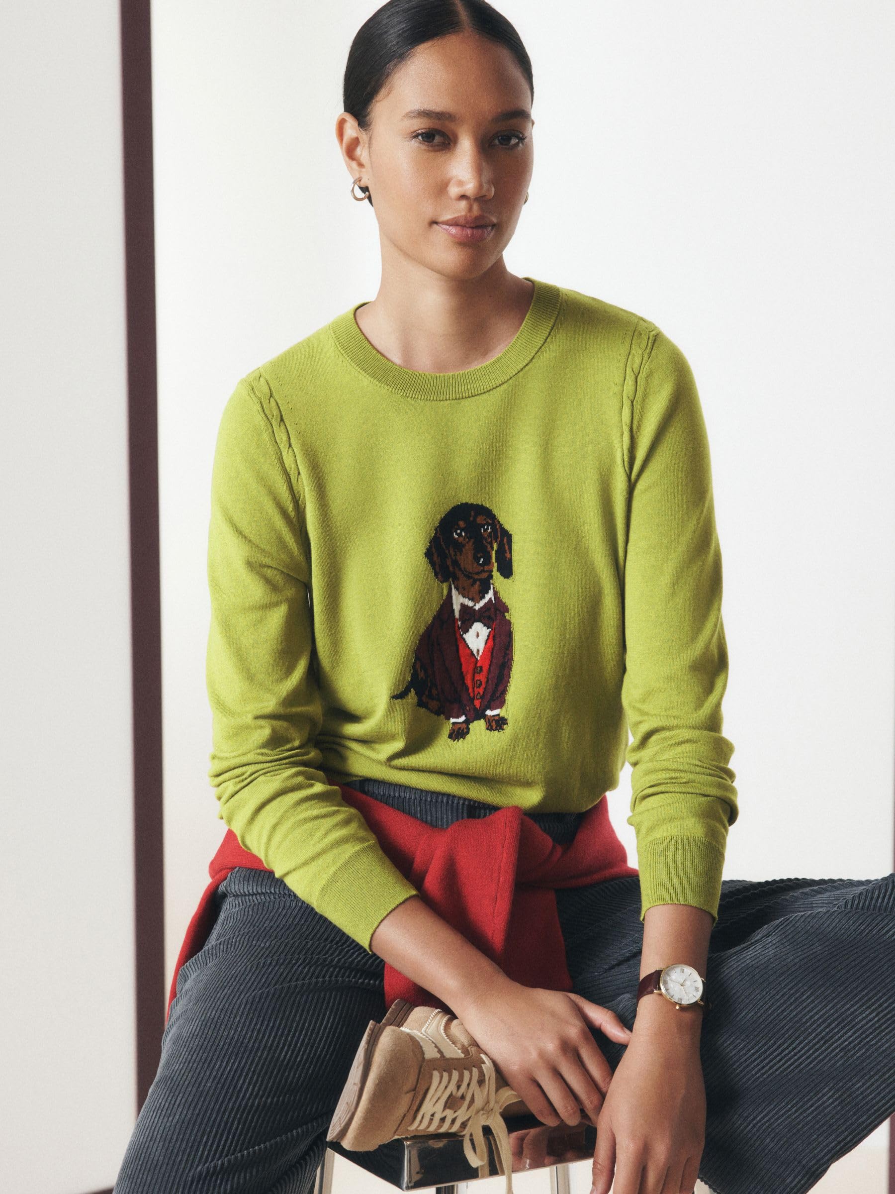 Next maglione donna girocollo misto cotone XS verde